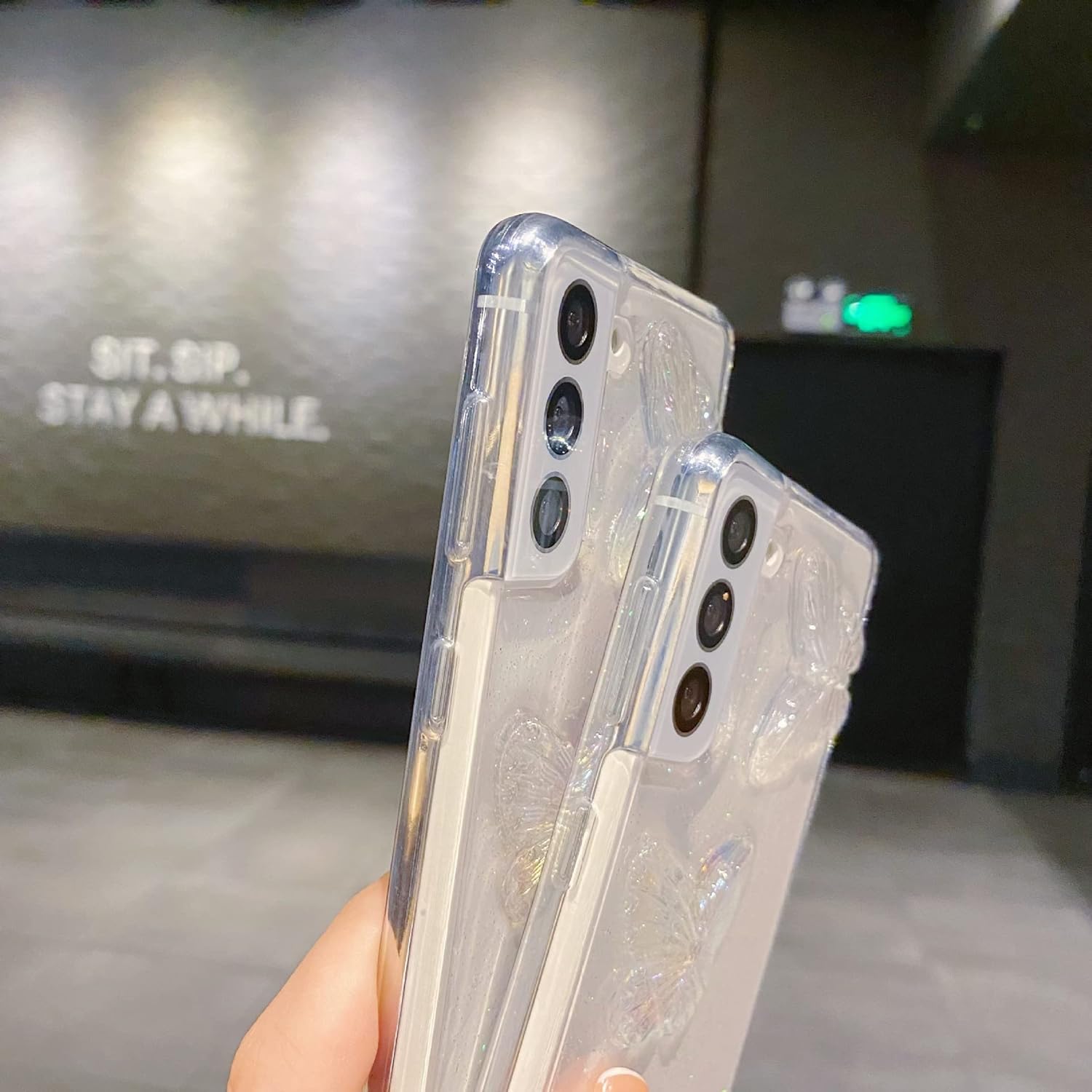LXXZBC Funda delgada y transparente para Samsung Galaxy S20 Ultra, diseño de mariposa 3D para mujeres y niñas, a la moda, brillante, suave,