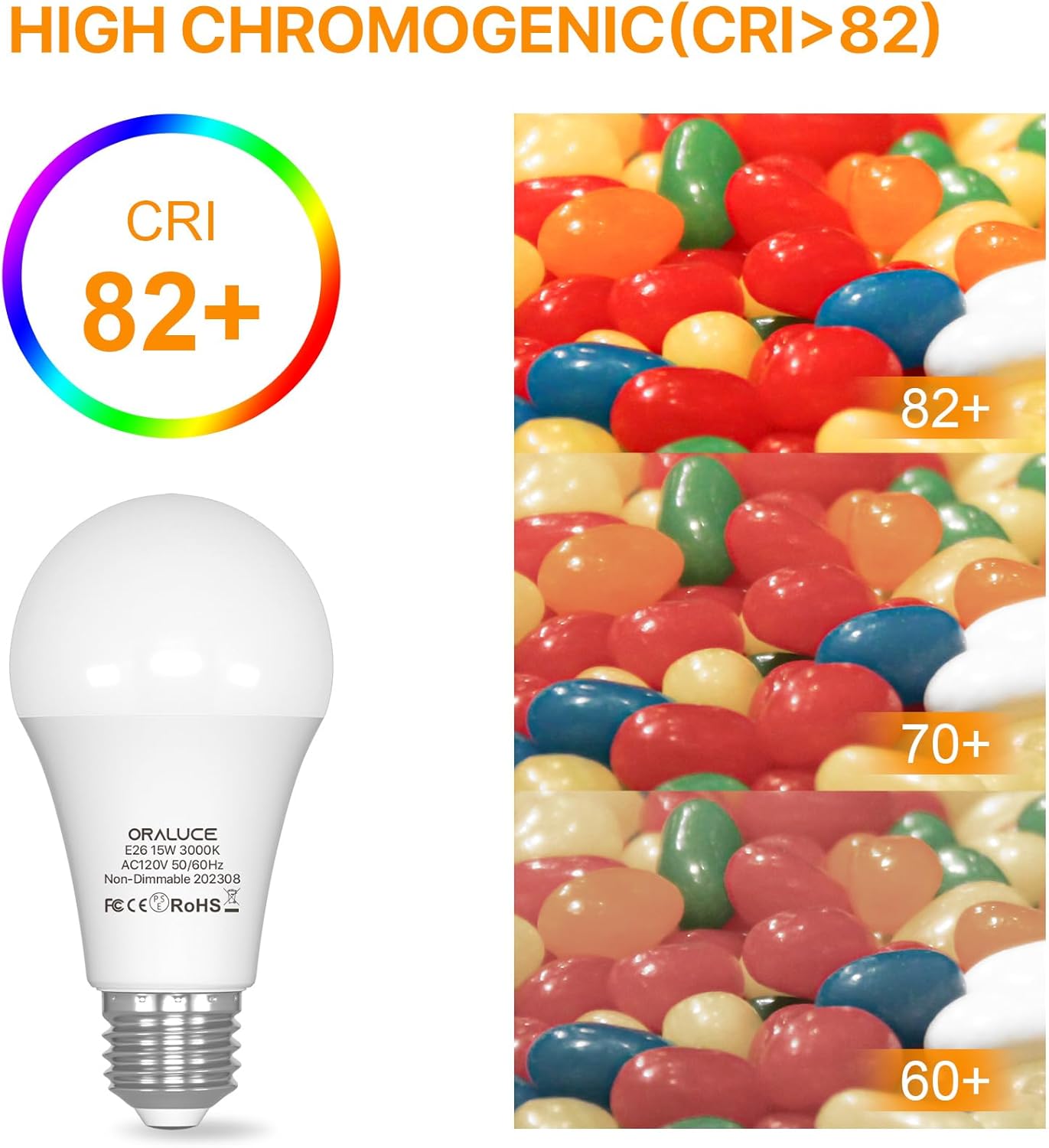 ORALUCE Bombillas LED de 100 vatios, equivalente a 120 vatios, 15 W, 1600 lúmenes, 3000 K, bombillas LED blancas suaves, base media E26, no