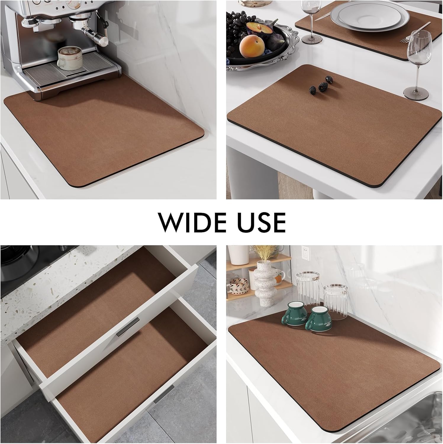 LIMNUO Tapete para cafetera, tapete para cafetera, tapete absorbente para secar platos para encimera de cocina, debajo de la cafetera, cafetera,
