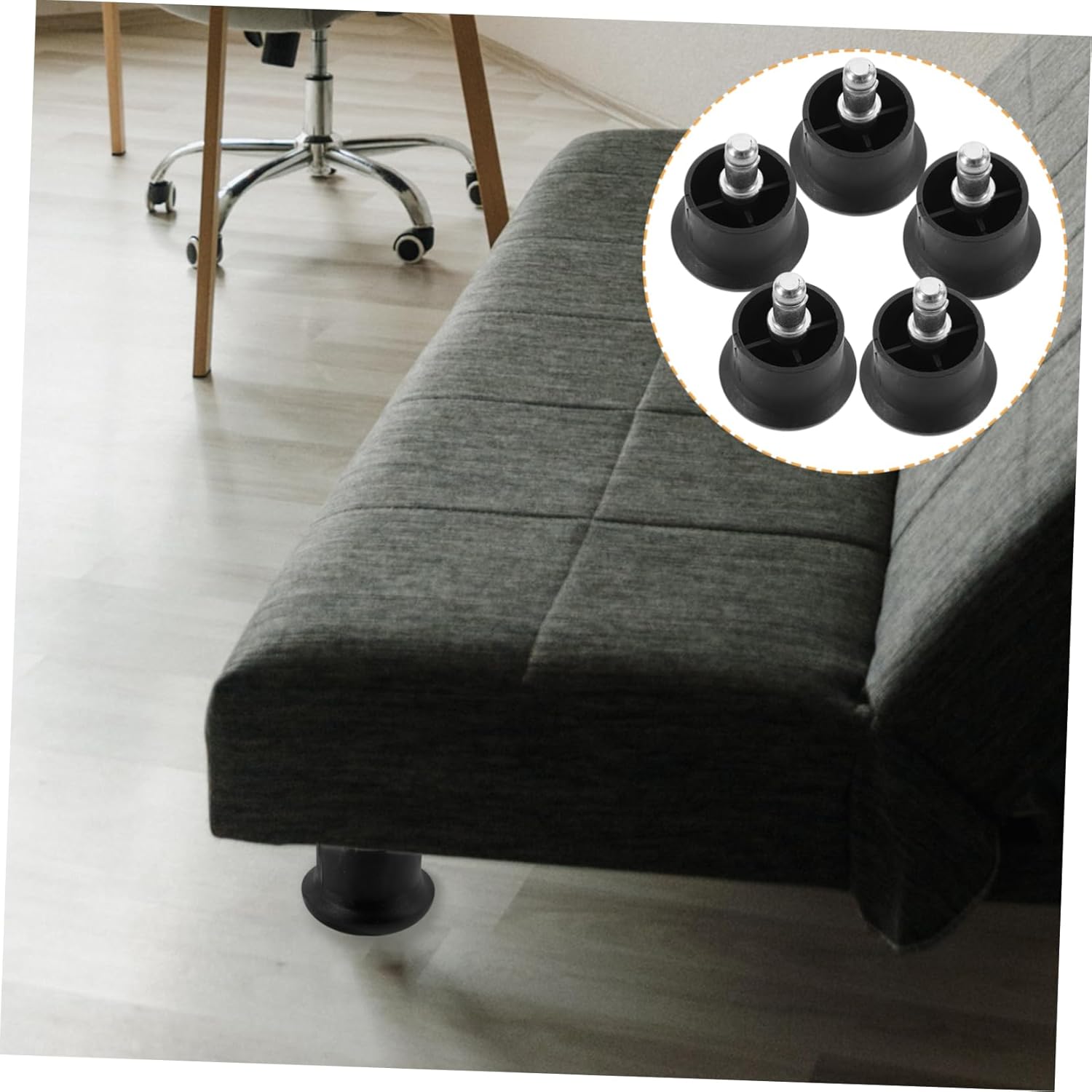 FUNOMOCYA 5 piezas de silla de oficina, sin ruedas, cilindro de repuesto para silla estacionaria, ruedas de repuesto para silla de oficina, tapón,
