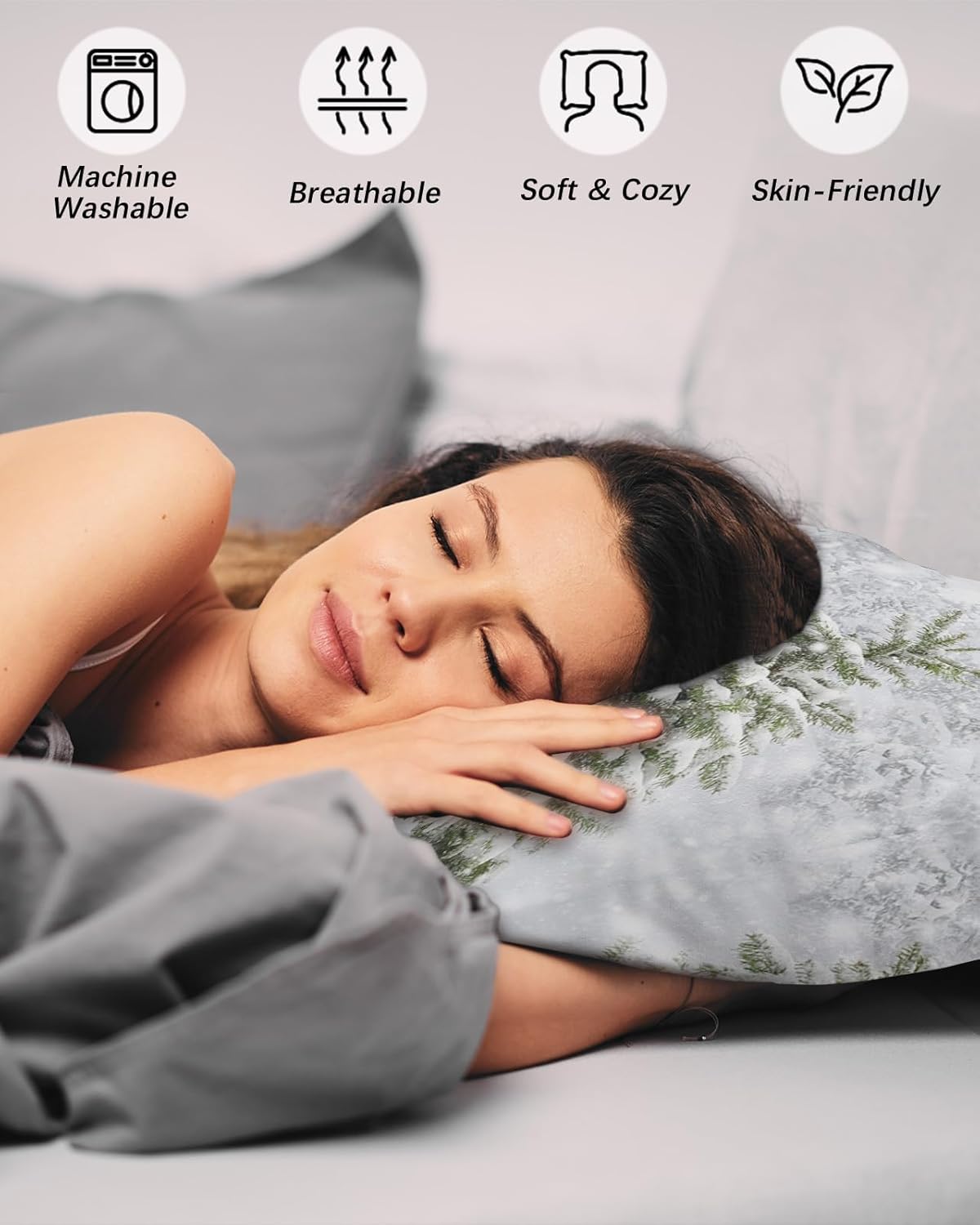 Fundas de almohada de invierno tamaño Queen, 2 paquetes de fundas de almohada suaves para cama, fundas de almohada para sofá, sofá de cuerpo largo,
