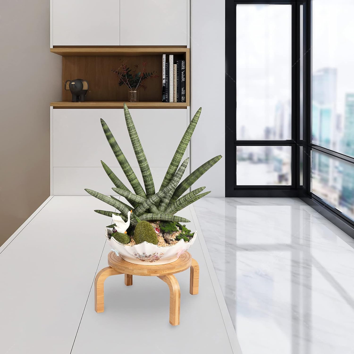 Soporte para plantas de interior de bambú para macetas de 8, 9, 10, decoración del hogar (natural, 1 unidad)