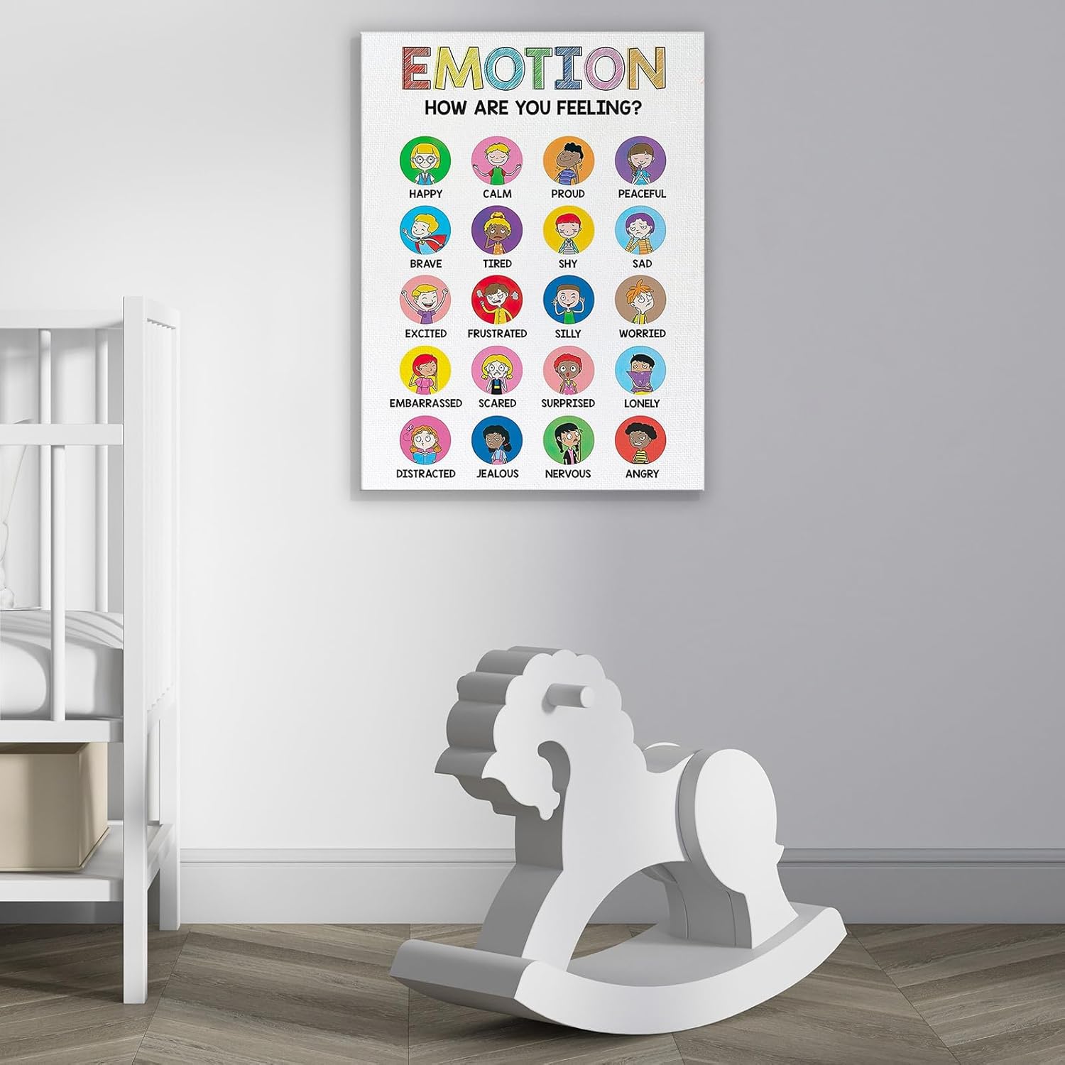 SELF FIND Cuadro de sentimientos de pared, carta de emociones, pósteres de aula para niños, mentalidad de crecimiento, impresiones en lienzo,