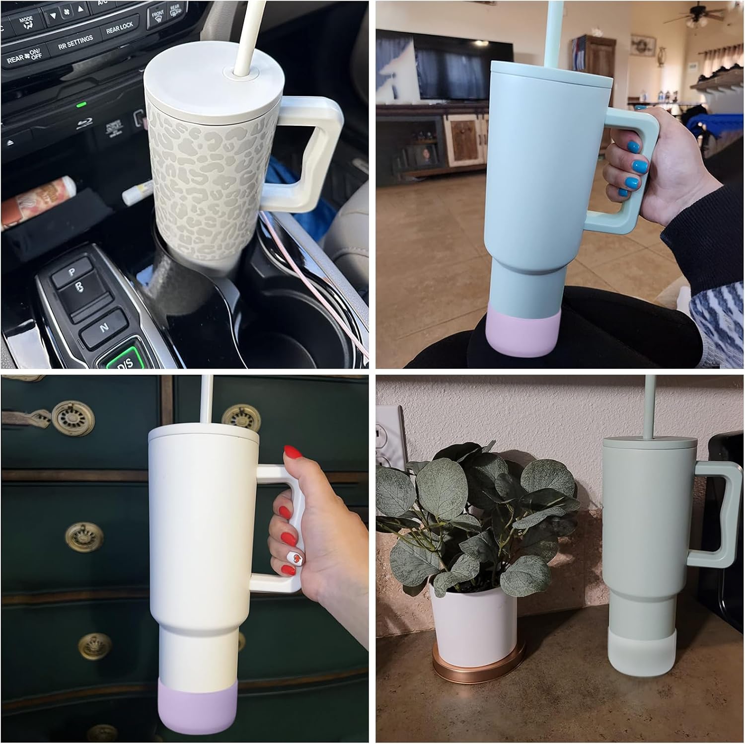 AIERSA 2 vasos de silicona para Simple Modern Trek de 40 onzas con asa, funda protectora para la parte inferior de la botella de agua, accesorios