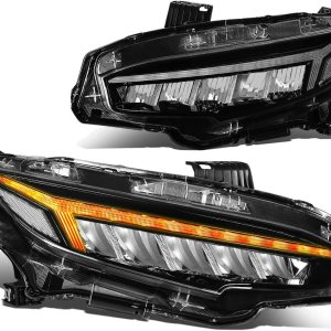 Auto Dynasty Par de lámparas LED DRL estilo DRL secuencial para faros delanteros compatibles con Honda Civic 16-18 Auto Dynasty Par de lámparas LED DRL estilo DRL secuencial para faros delanteros compatibles con Honda Civic 16-18