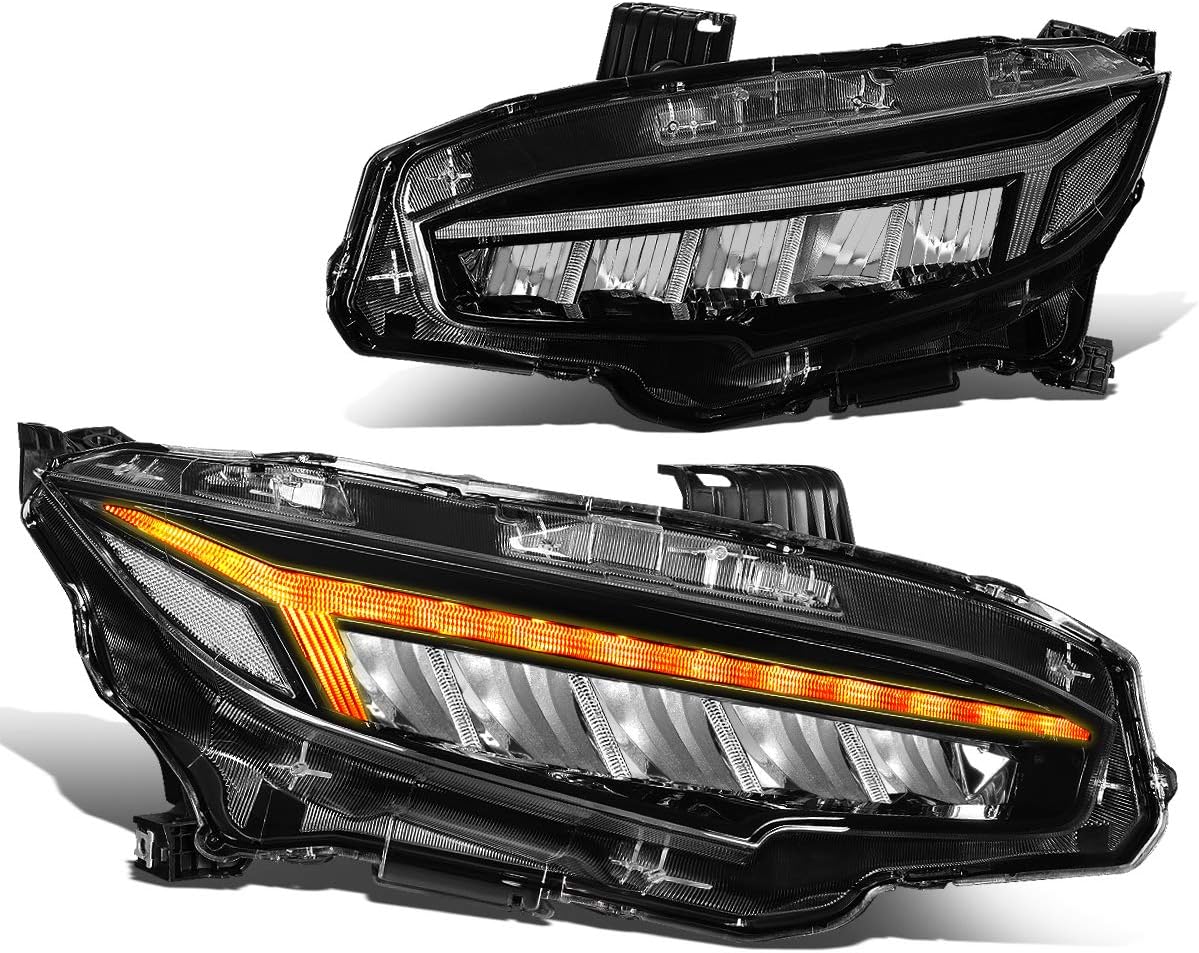 Auto Dynasty Par de lámparas LED DRL estilo DRL secuencial para faros delanteros compatibles con Honda Civic 16-18