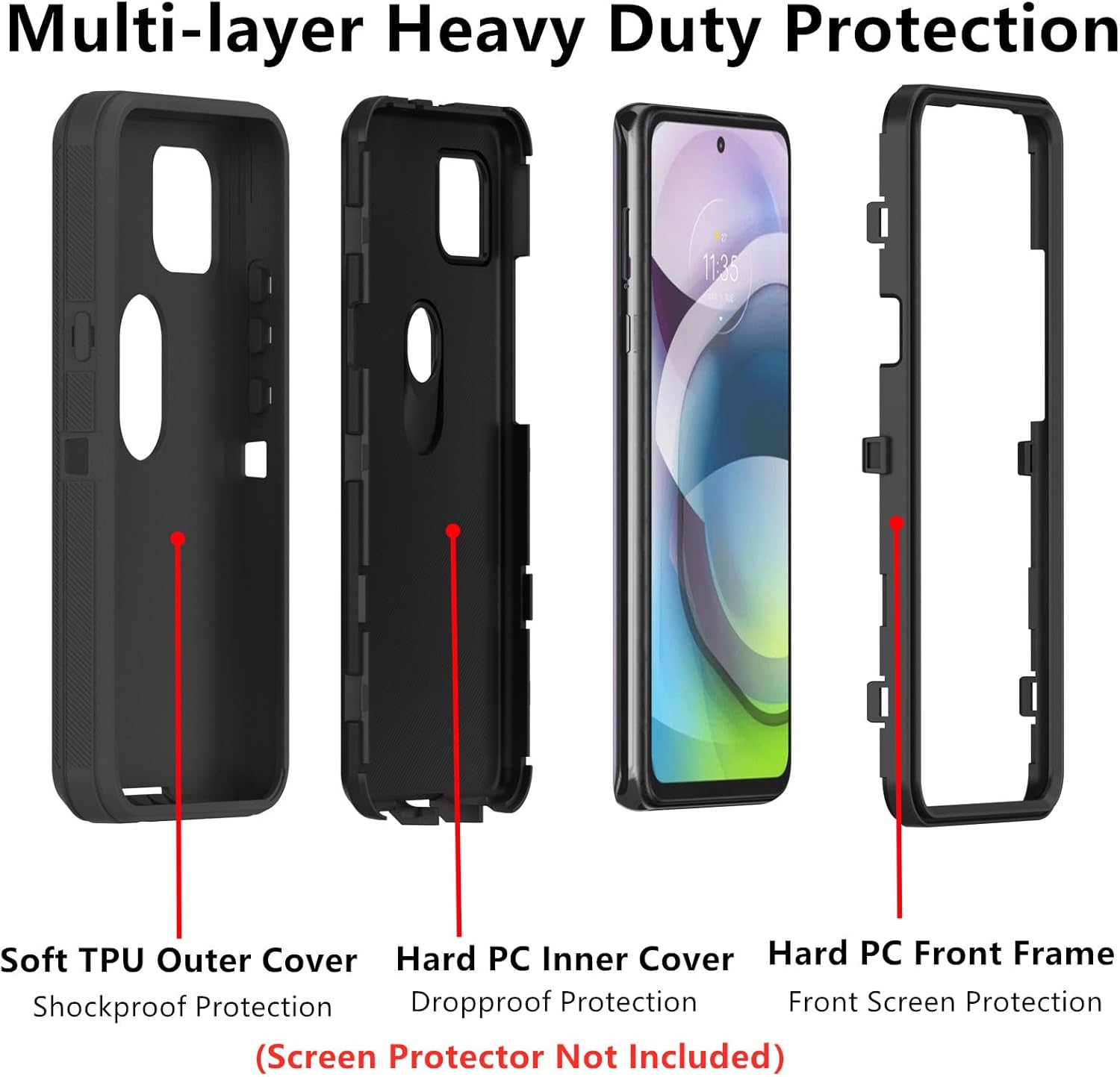 Funda para Motorola Moto One 5G Ace, Defender Case Soft TPU Hard PC Heavy Duty a prueba de golpes a prueba de polvo 3 en 1 cubierta de teléfono para