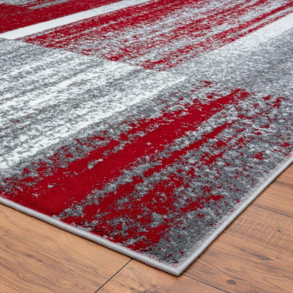 LUXE WEAVERS Lagos Collection 9248 – Alfombra geométrica Art Deco roja de 5 x 7 pulgadas