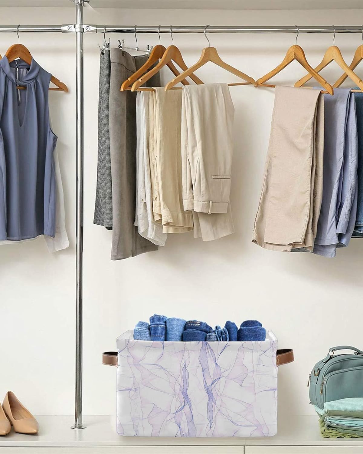 Abstract Marbling Large Storage Baskets Bins Modern Gradient Purple Pink Marble Collapsible Storage Box Laundry Organizer for Closet Shelf Nursery