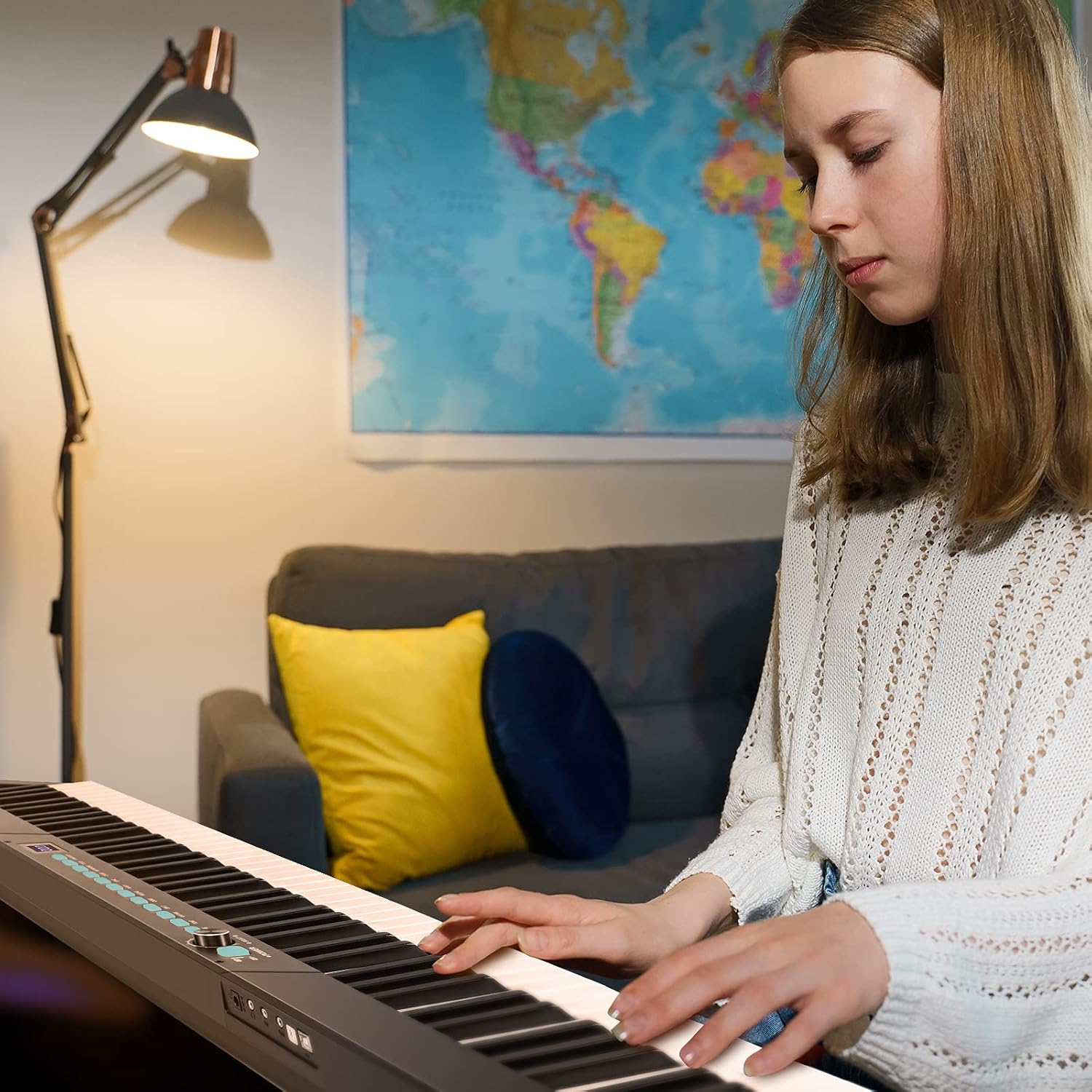 Starfavor Piano de teclado de 88 teclas, piano digital portátil compacto con 88 teclas semipesadas, juego de teclado eléctrico para principiantes
