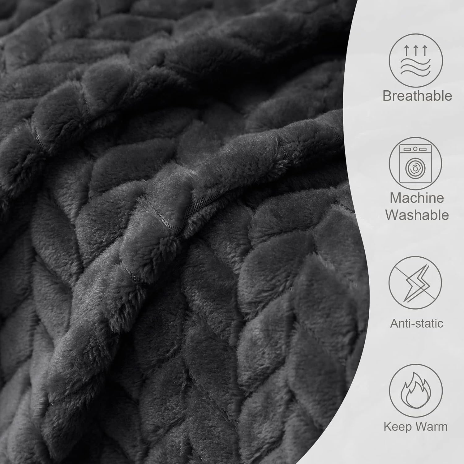 Exclusivo Mezcla – Manta de franela grande de 50 x 70 pulgadas, tejido jacquard con diseño de hojas, suave, ligera y decorativa
