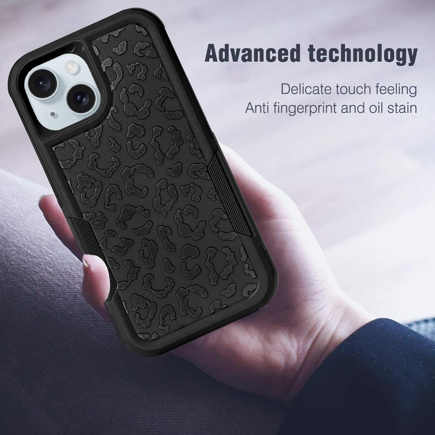 MOWIME Funda compatible con iPhone 15 de leopardo, estampado de guepardo, a prueba de golpes, resistente, TPU duro, parte trasera de policarbonato