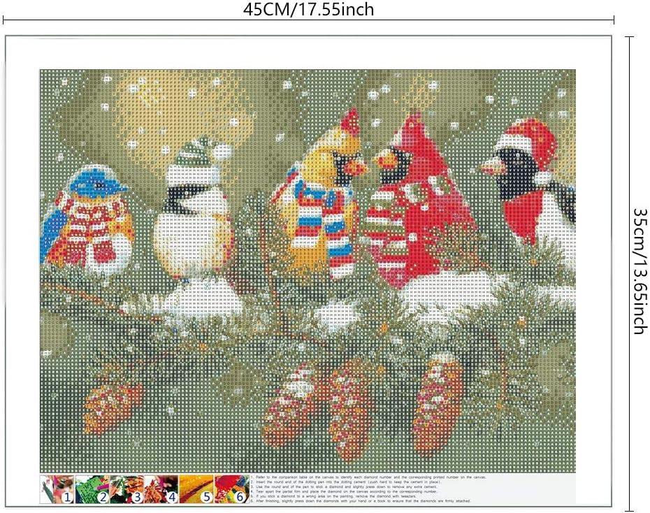 Stalente Kits de pintura de diamantes para adultos, pintura de diamantes de Navidad, pájaros de arte de diamantes, bricolaje 5D redondo, kit de arte