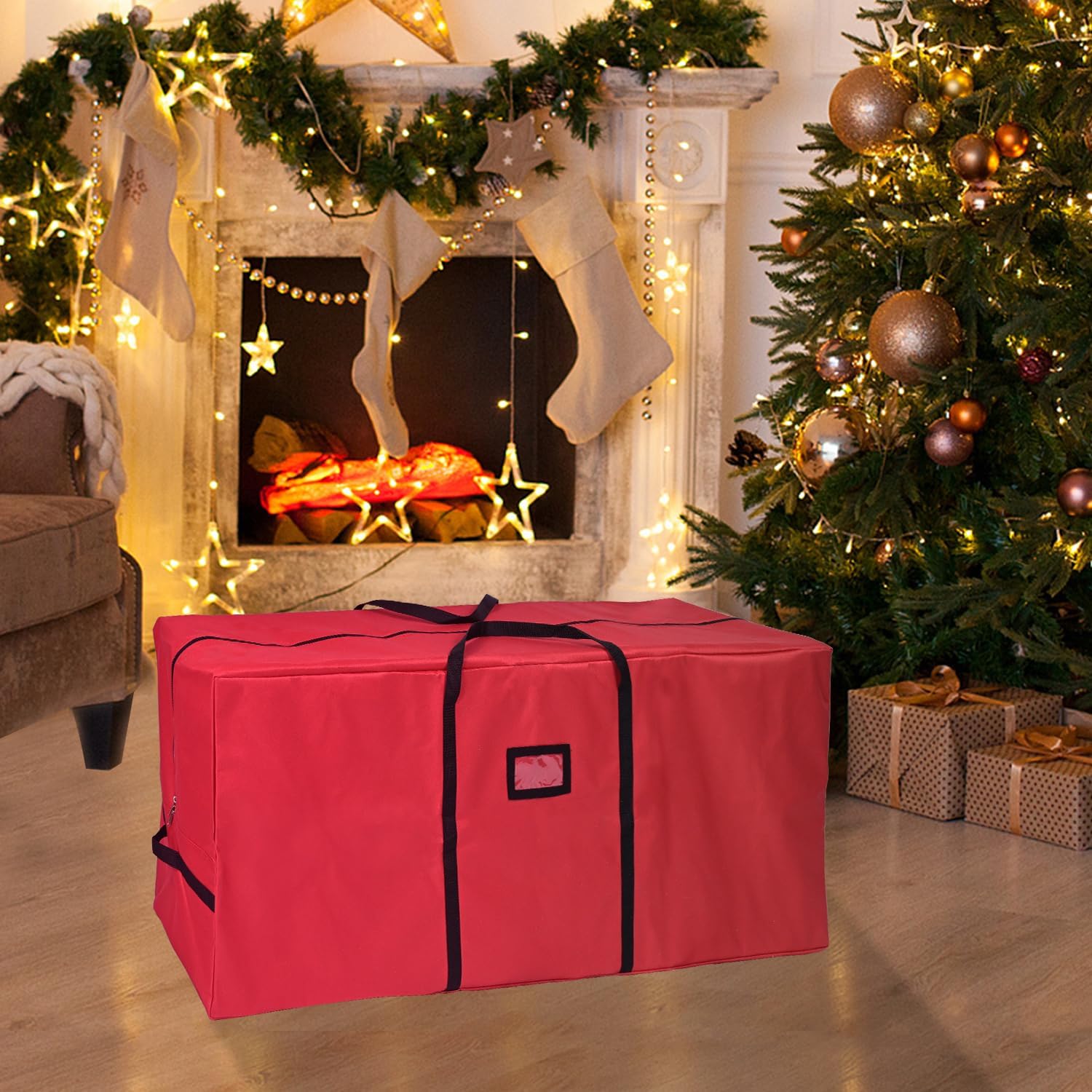 leheyhey Bolsa de almacenamiento para árbol de Navidad de 9 pies, poliéster Oxford 600D duradero con revestimiento de PVC impermeable, cierre de