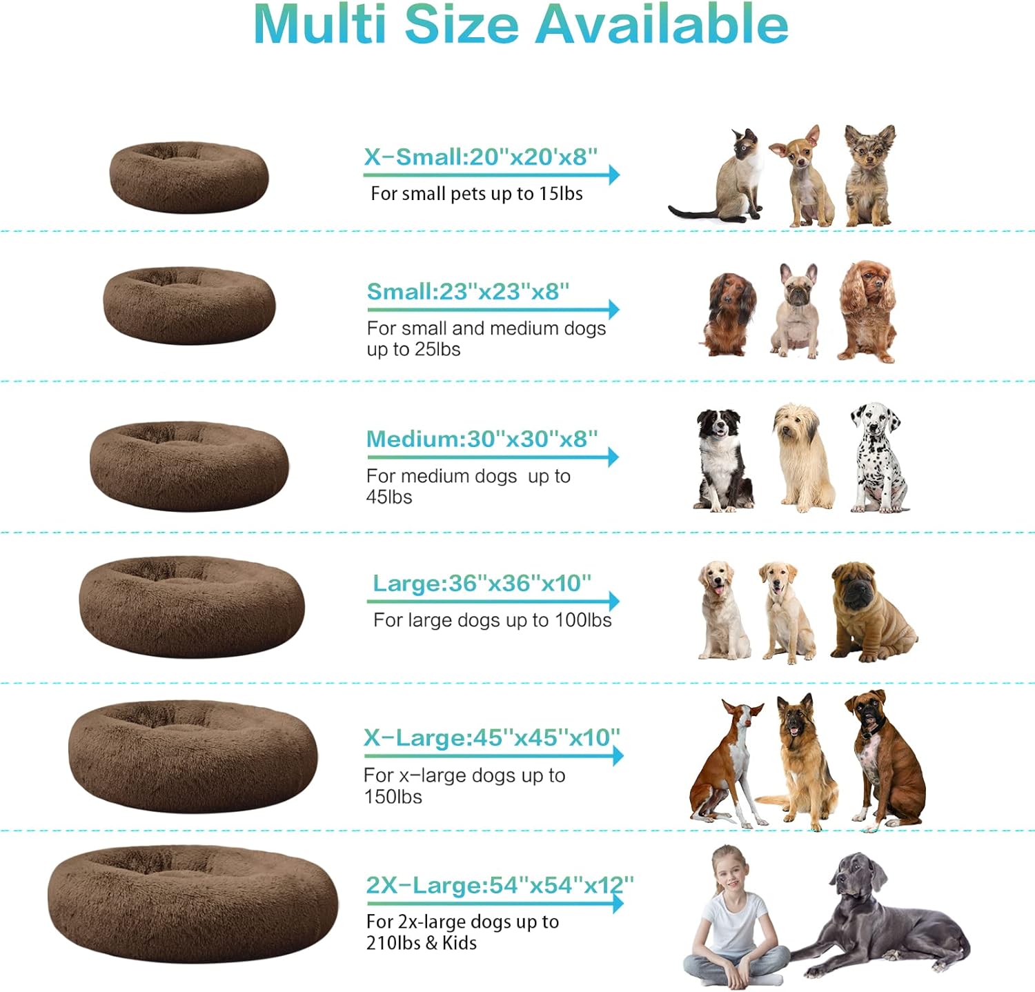 SAVFOX Cama calmante de felpa para perros, cama para perros pequeños, mediano, grande y XL, cómoda cama para perros y gatos en piel sintética, cama