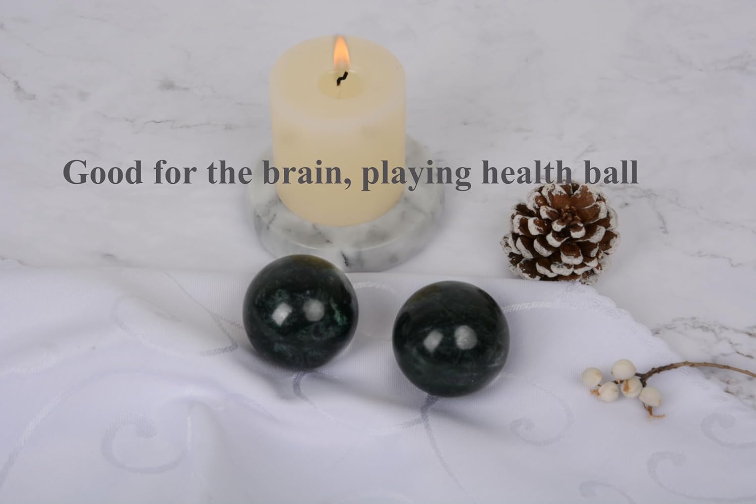 Pelotas Baoding de mármol natural de bolas tradicionales chinas para el cuidado de la salud, paquete de 2 bolas de masaje de 1.6 pulgadas para