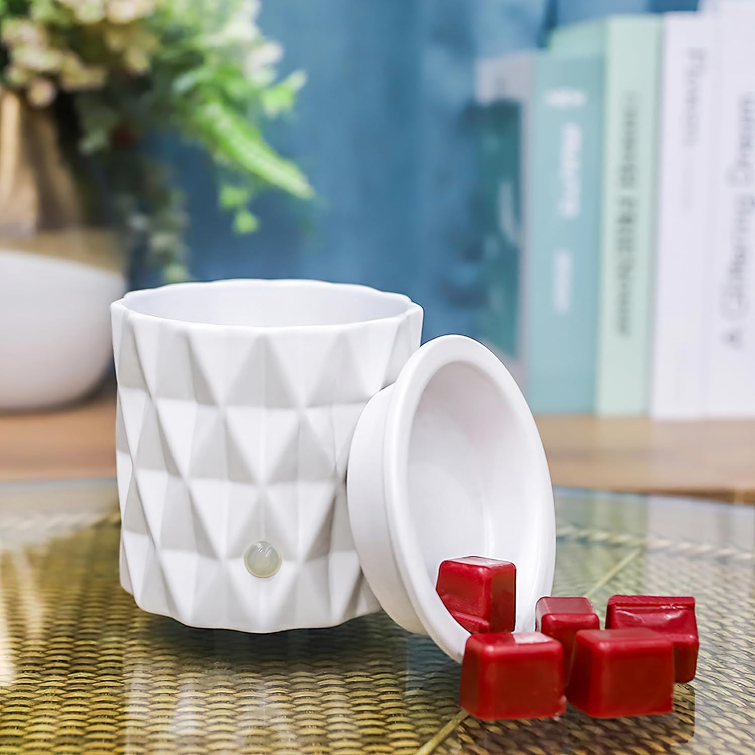 CVHOMEDECO. Calentador eléctrico de velas y fragancias 2 en 1 para velas perfumadas, cera derretida y tartas para refrescar la habitación, idea para