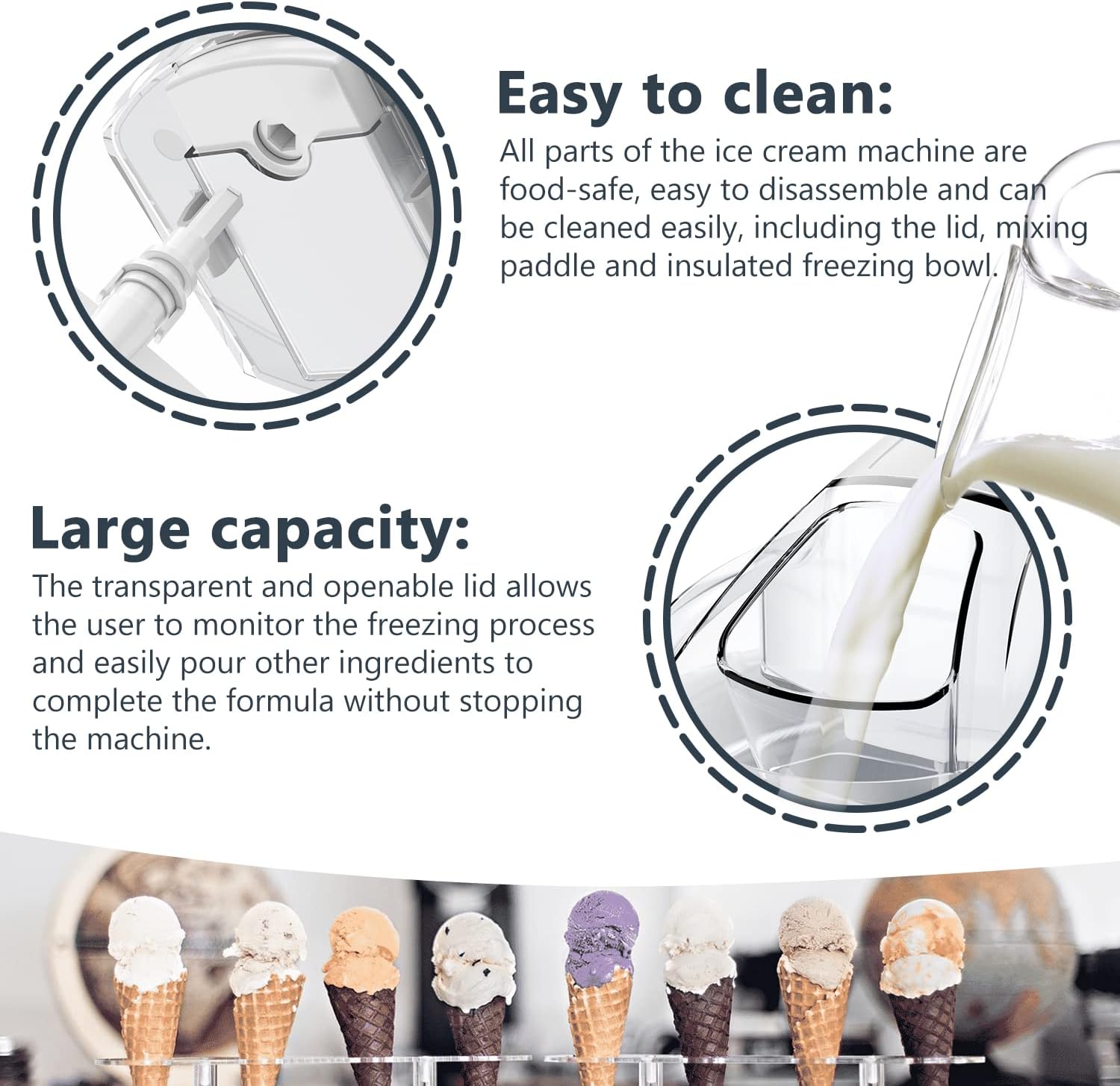 KECOOLKE Máquina de helados, regalos de agradecimiento para profesores, máquina eléctrica de helado suave para servir casero de 1.5 cuartos de galón