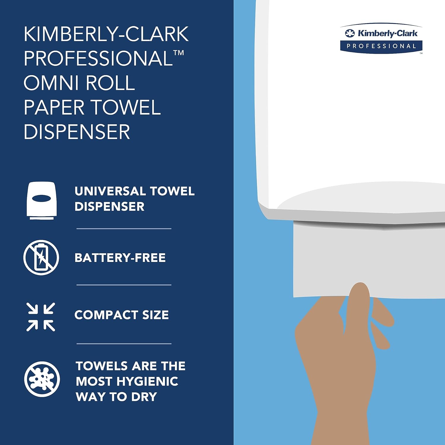 Kimberly-Clark Professional Omni Roll – Dispensador de toallas de rollo duro (09746), negro, para toallas de rollo de núcleo de 1.5 pulgadas,