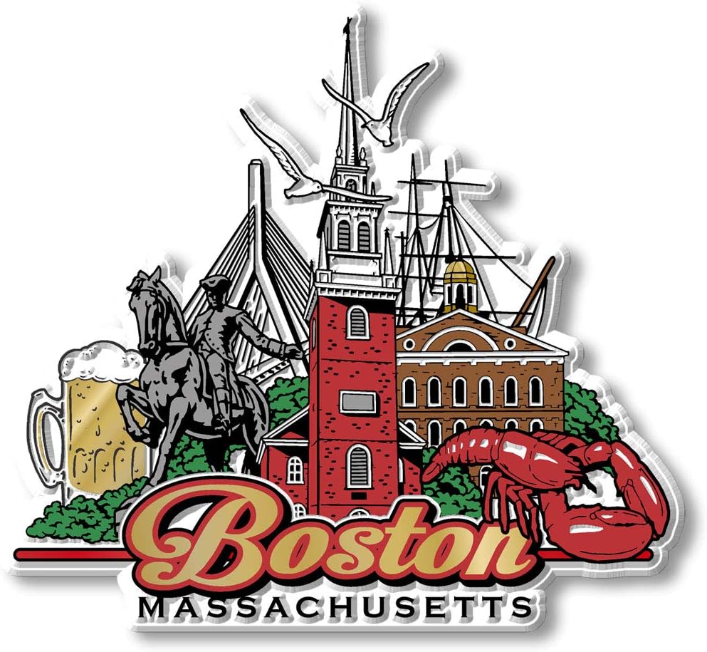 Imán Boston City de Classic Magnets, recuerdos coleccionables fabricados en los Estados Unidos, 4 x 3.6 pulgadas