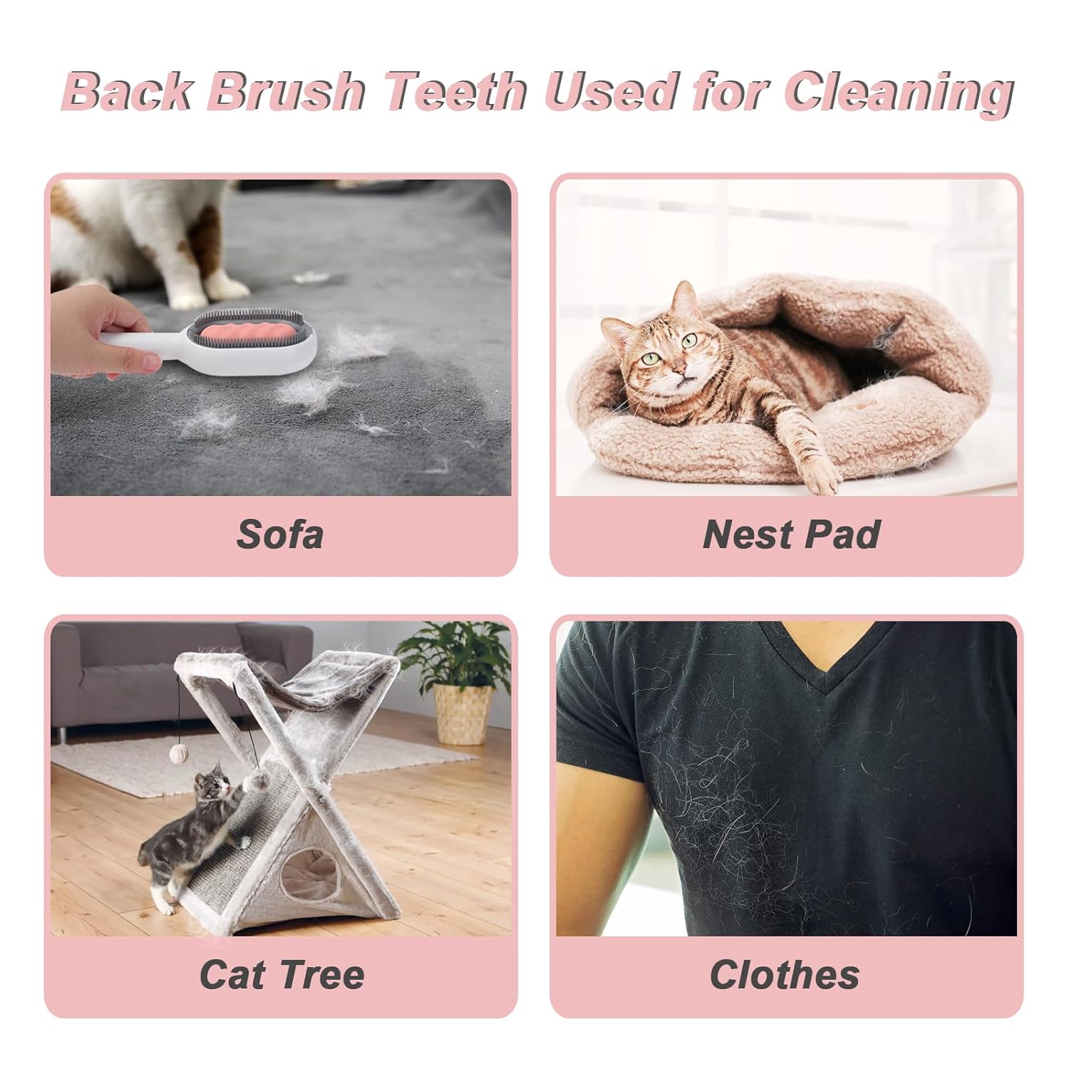 Water Brush for Cats Dogs, 4 in 1 Pet Grooming Brush, Cat Bath Brush, 2 in 1 Cleaning Brush Cat, Wet Cat Comb, Pet Hair Removal Comb with Water