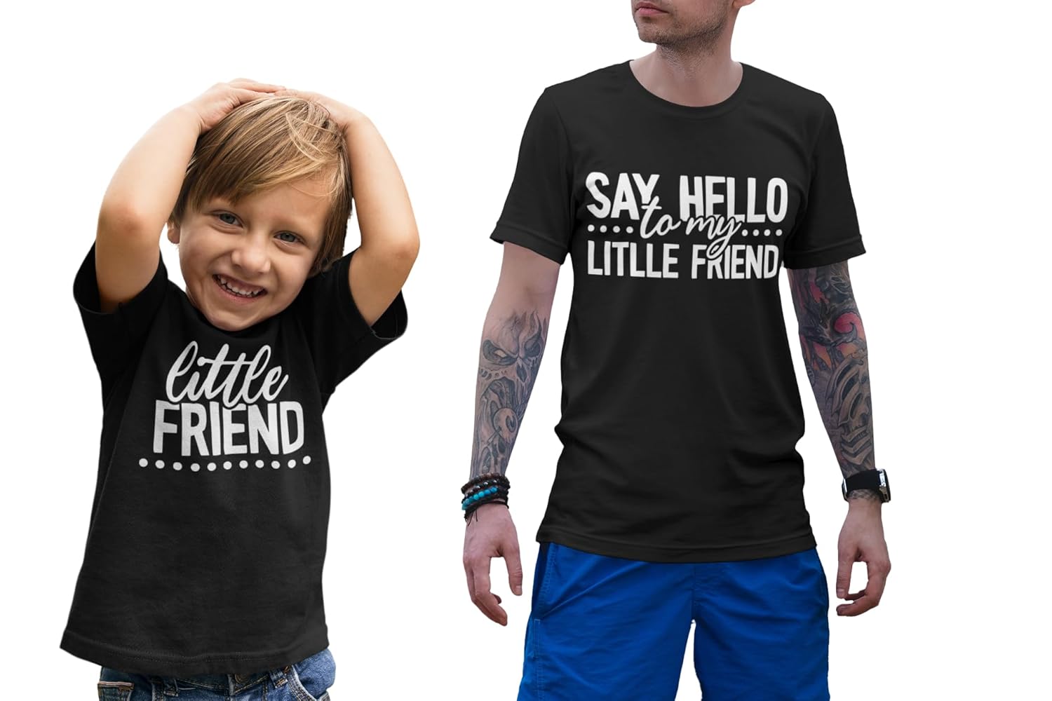 TWO SHIRTS – Say Hello To my Little Friend – Father Son matching shirts – Funny Dad Baby Son tshirt Birthday Gift Father’s Day New Baby Boy Man Kid