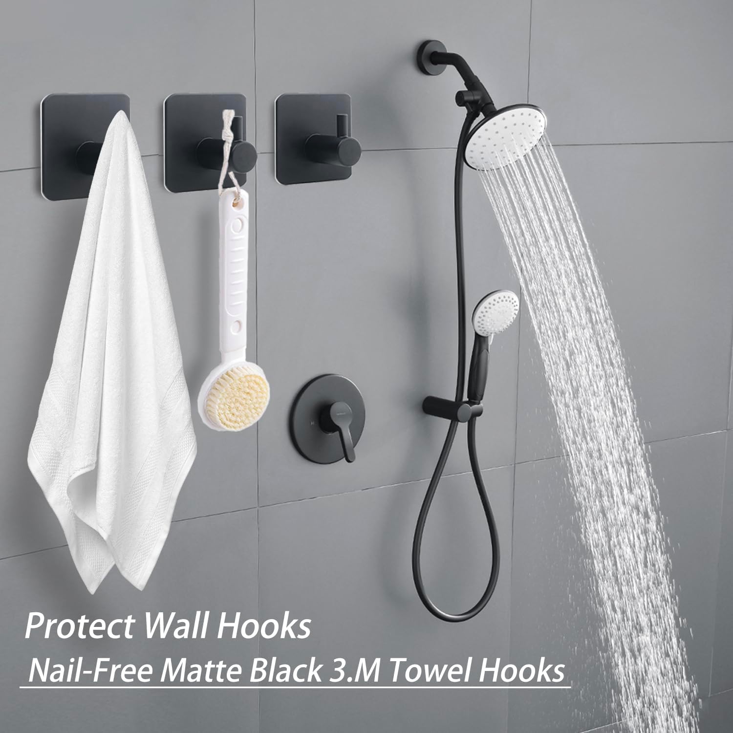 Ganchos adhesivos de pared, ganchos resistentes de 9.8 ft para colgar toallas, ganchos para puerta de ducha, para baño, cocina, toallero, colgador