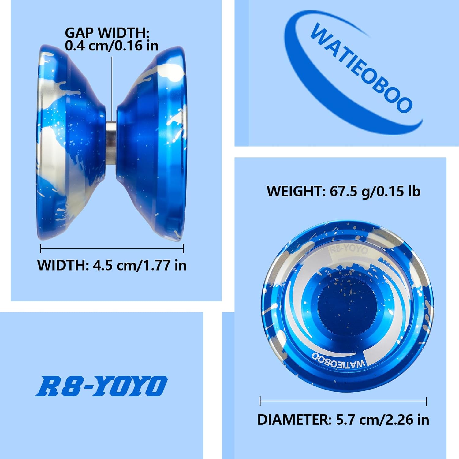 WATIEOBOO R8 Responsive Yoyo Professional, Yoyo de metal para niños y adultos principiantes, rodamiento Yoyo de repuesto que no responde para