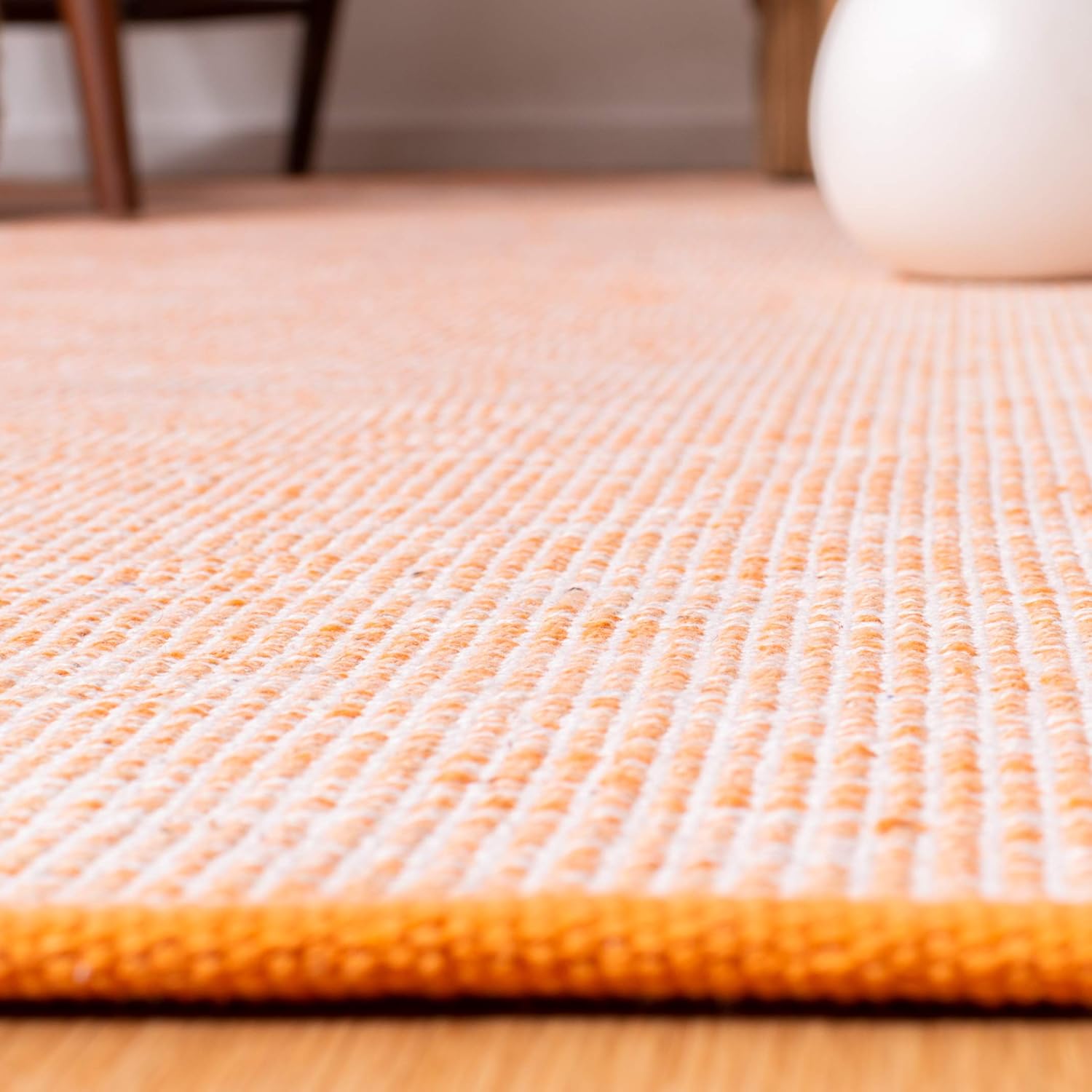 SAFAVIEH Montauk Collection – Alfombra decorativa de algodón, 4 x 6 pies, color naranja, tejido plano hecho a mano, ideal para zonas de alto tráfico