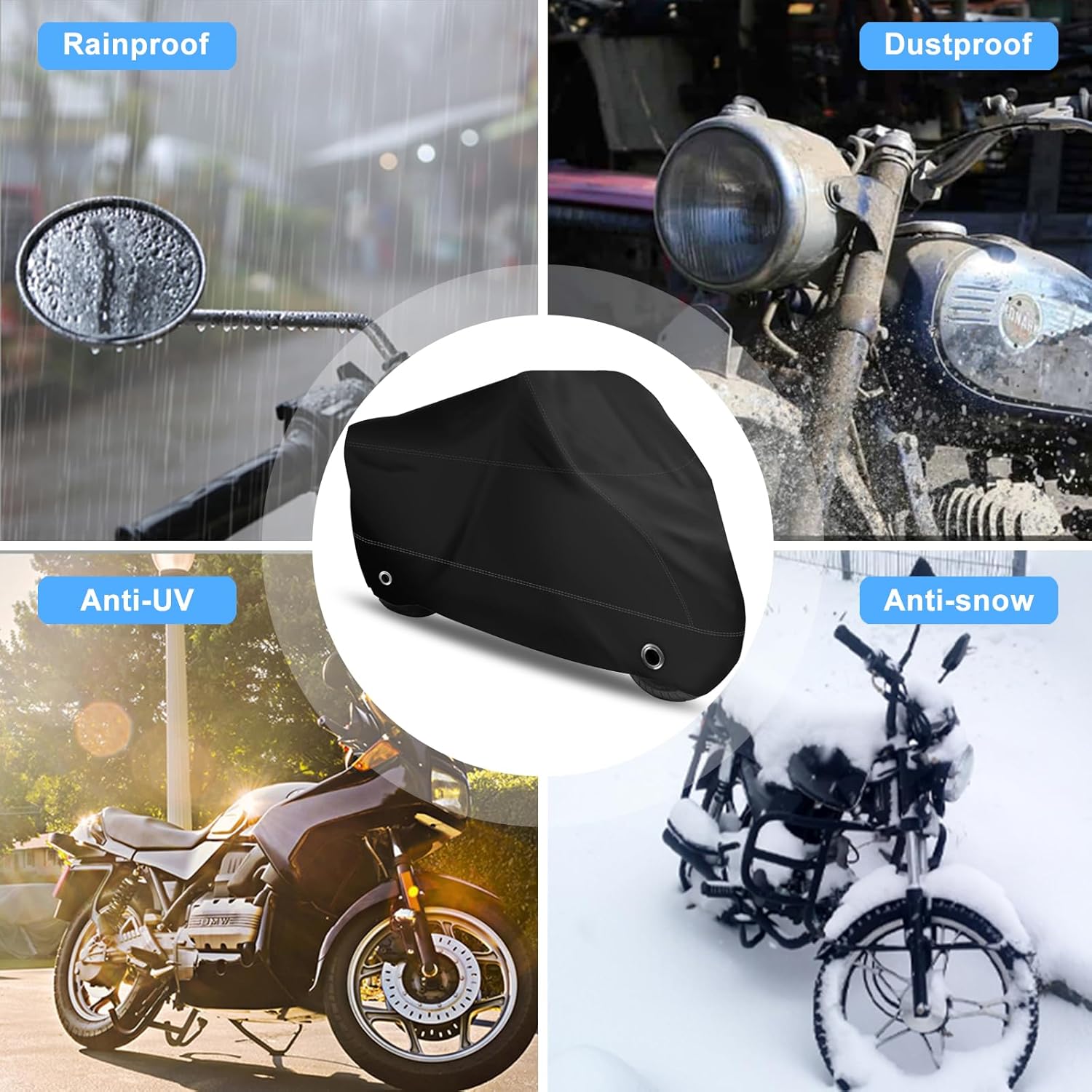 XYZCTEM Funda para motocicleta, bolsa de almacenamiento impermeable para exteriores, hecha de material resistente, se adapta a Harley Davison de