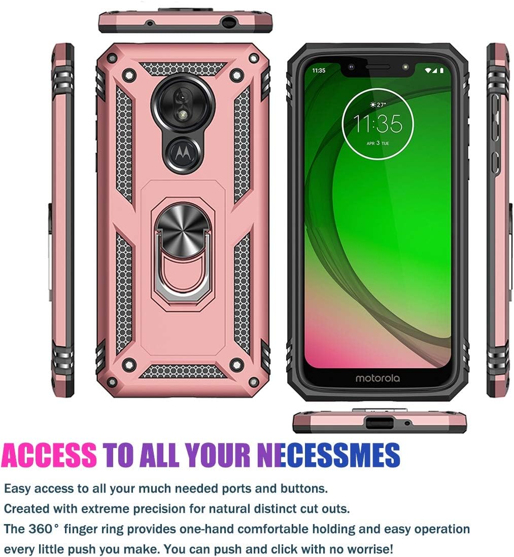Funda para Moto G7 PlayMoto G7 Optimo (XT1952DL), grado militar soporte magnético para anillo de automóvil, soporte de soporte de soporte protector
