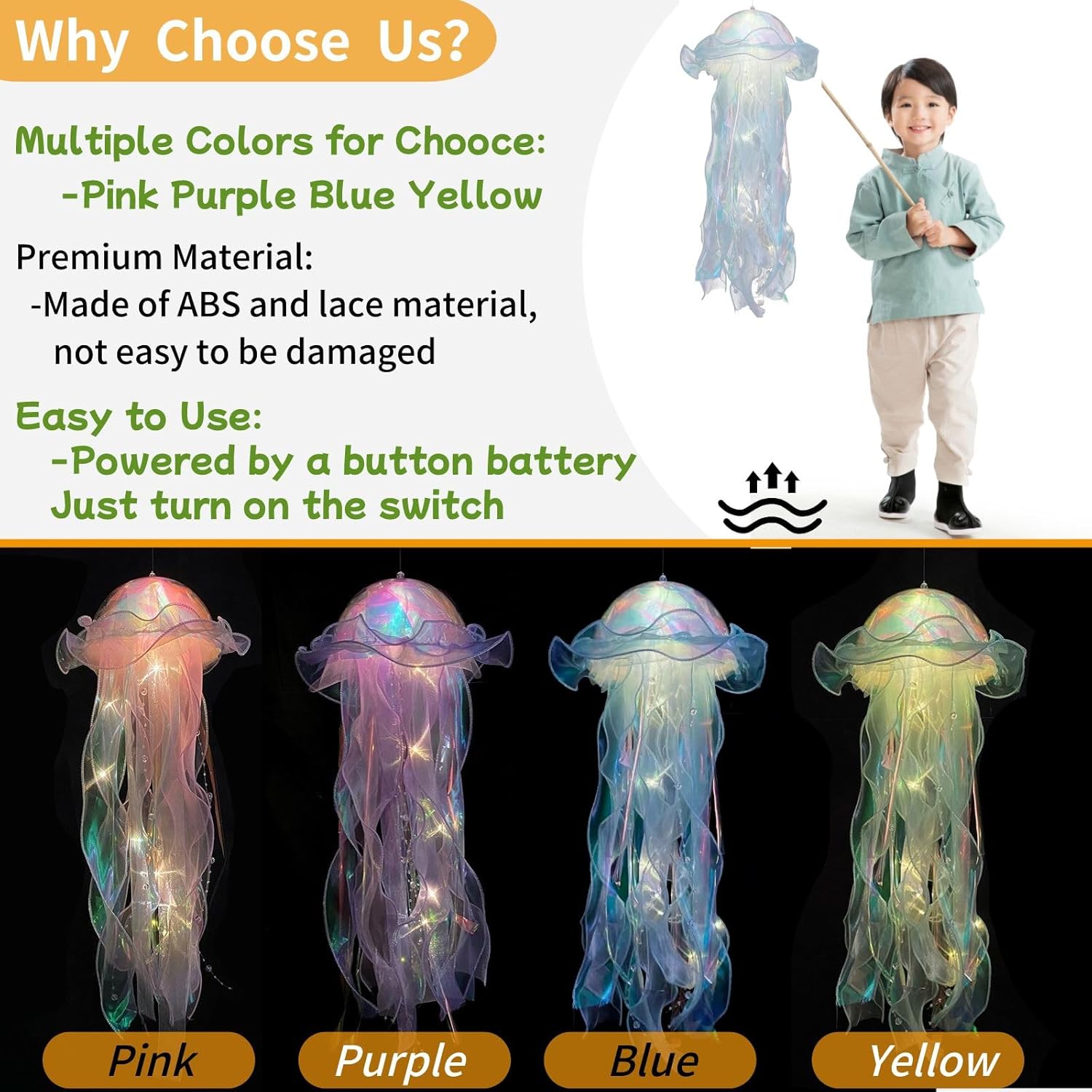 BNVXR Lámpara de pez gelatina brillante para adultos y niños, paquete de 4 lámparas LED de gelatina de pescado, linterna colgante de gelatina