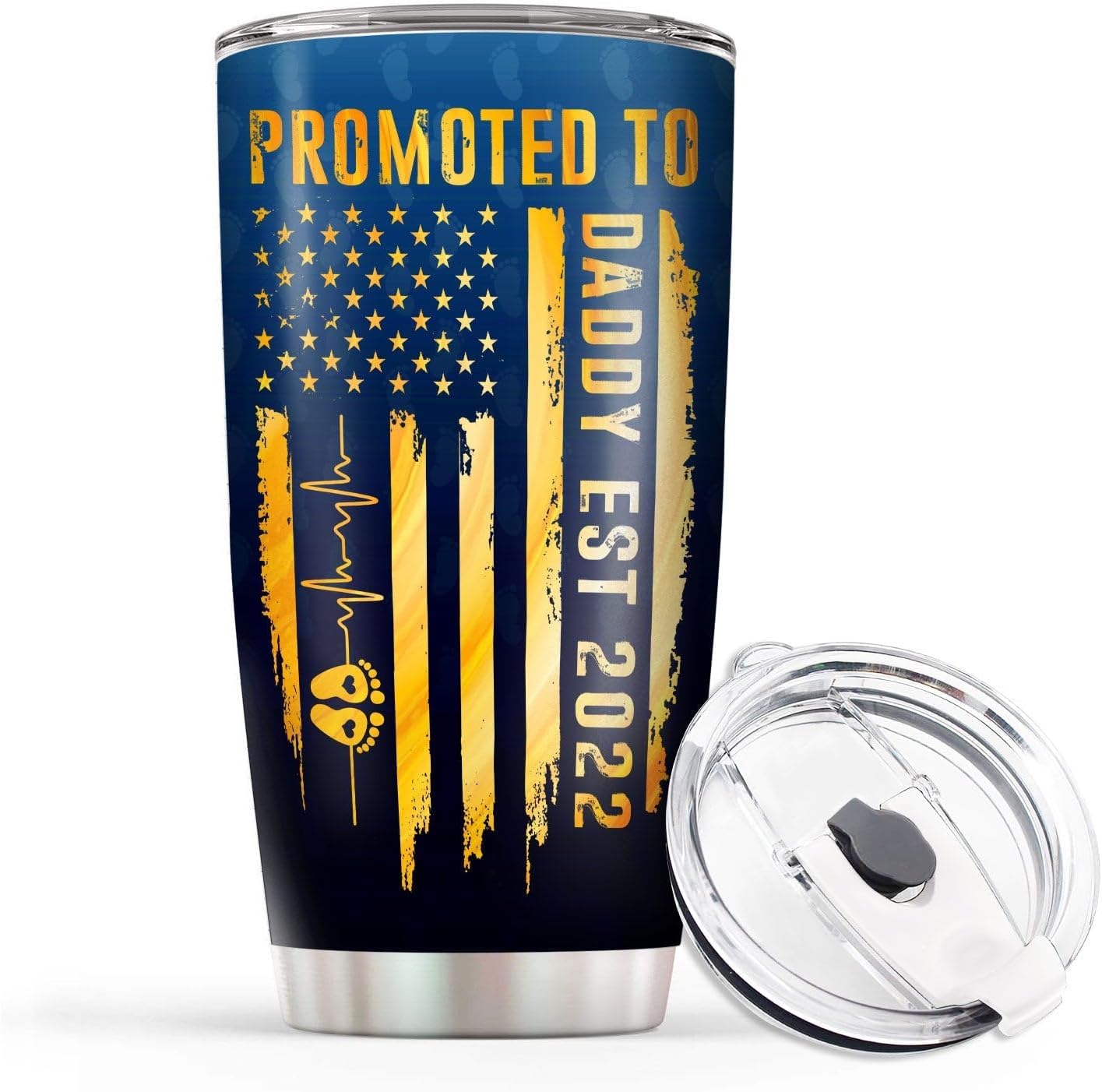 Vaso de 20 onzas con aislamiento duradero de acero inoxidable para el Día del Padre Promoted To Daddy 2023, para acampar o viajar, con aislamiento