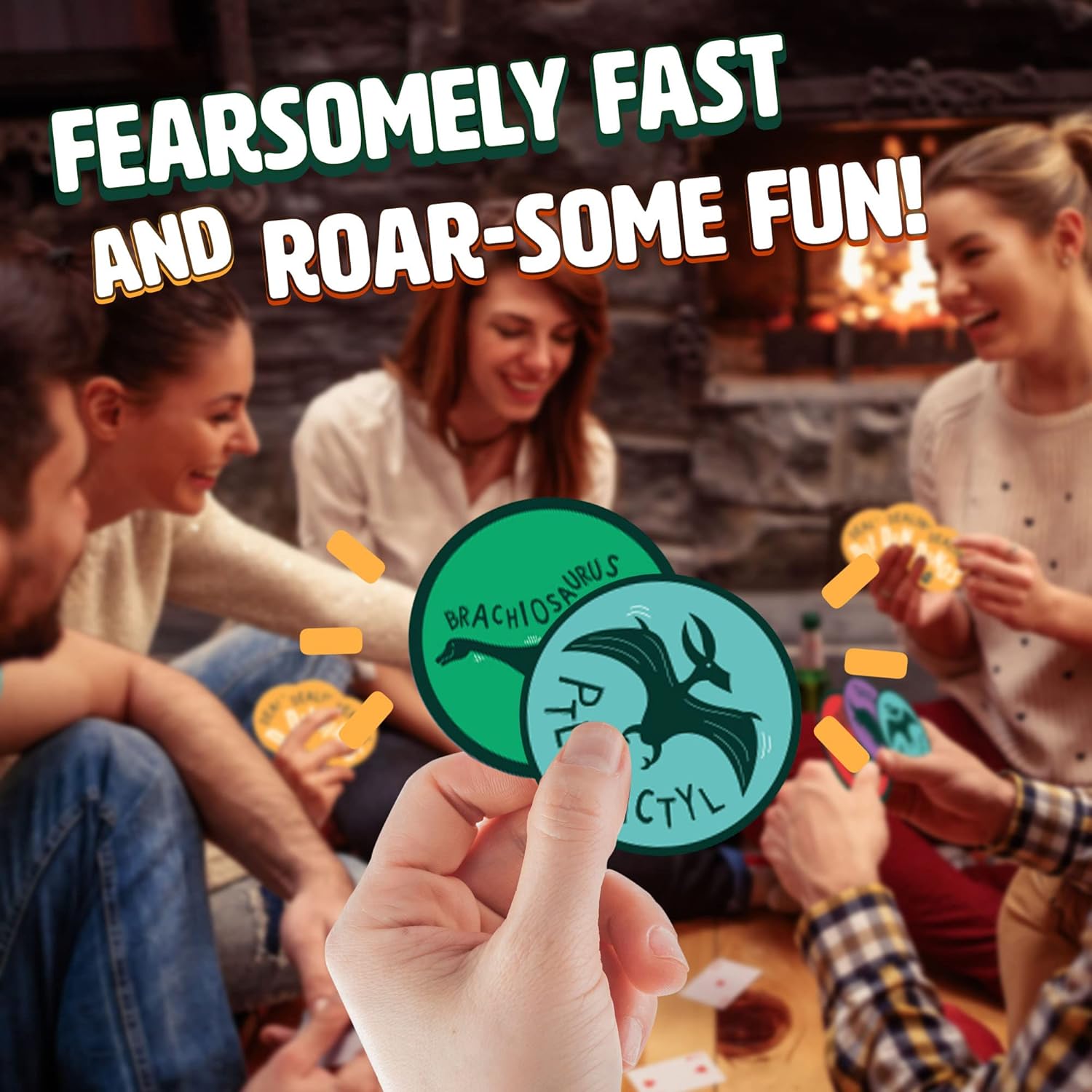 Ginger Fox – Juego de cartas de acción Dealing Dinos Roar-Some. Juegos familiares para mayores de 6 años. Tira Funky Dino Moves y deshazte de tus