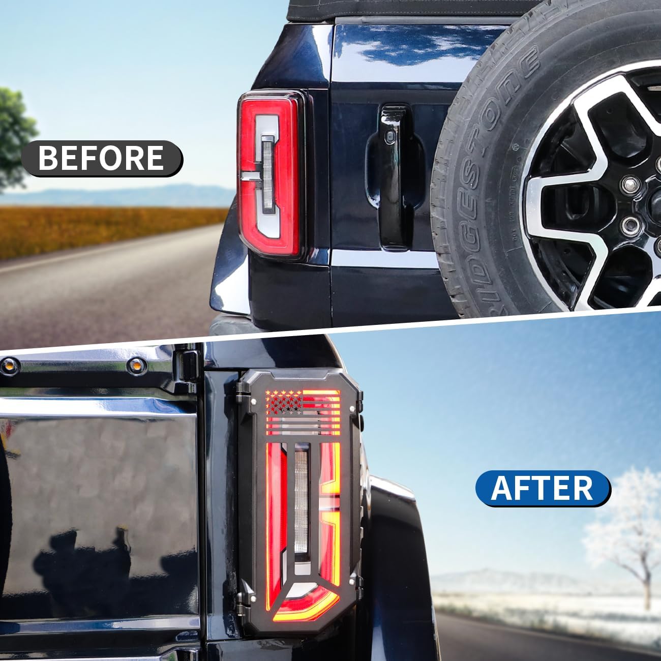 MSIZOY Protector de luz trasera de aluminio, cubierta para lámparas de luz trasera, compatible con Ford Bronco 2021, 2022, 2023, 2024, accesorios