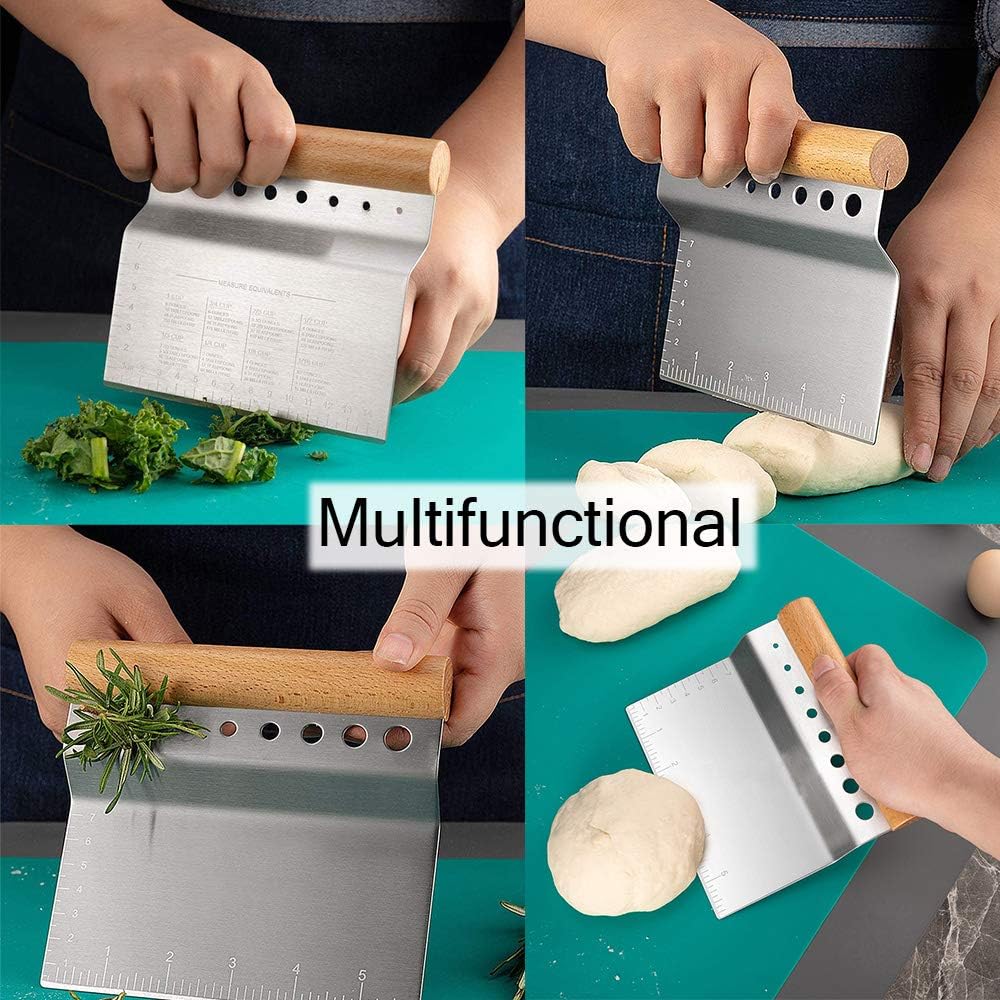 Raspador de masa de 8 agujeros, acero inoxidable con pelador de hierbas, herramienta de cocina multiusos, para pasteles, cortador de pizza,