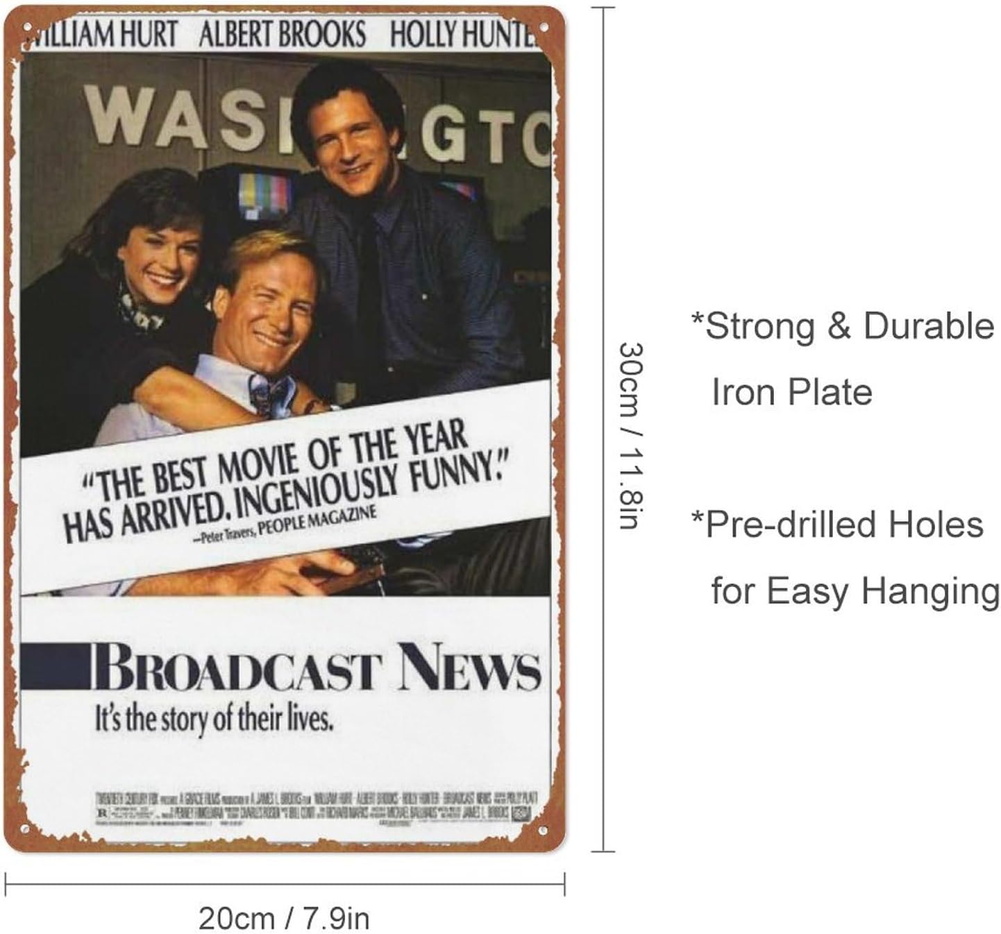 Broadcast News – Póster de película con logotipo de lata de metal, logotipo vintage vintage, para el hogar, barra de cueva, gimnasio, fitness, panel