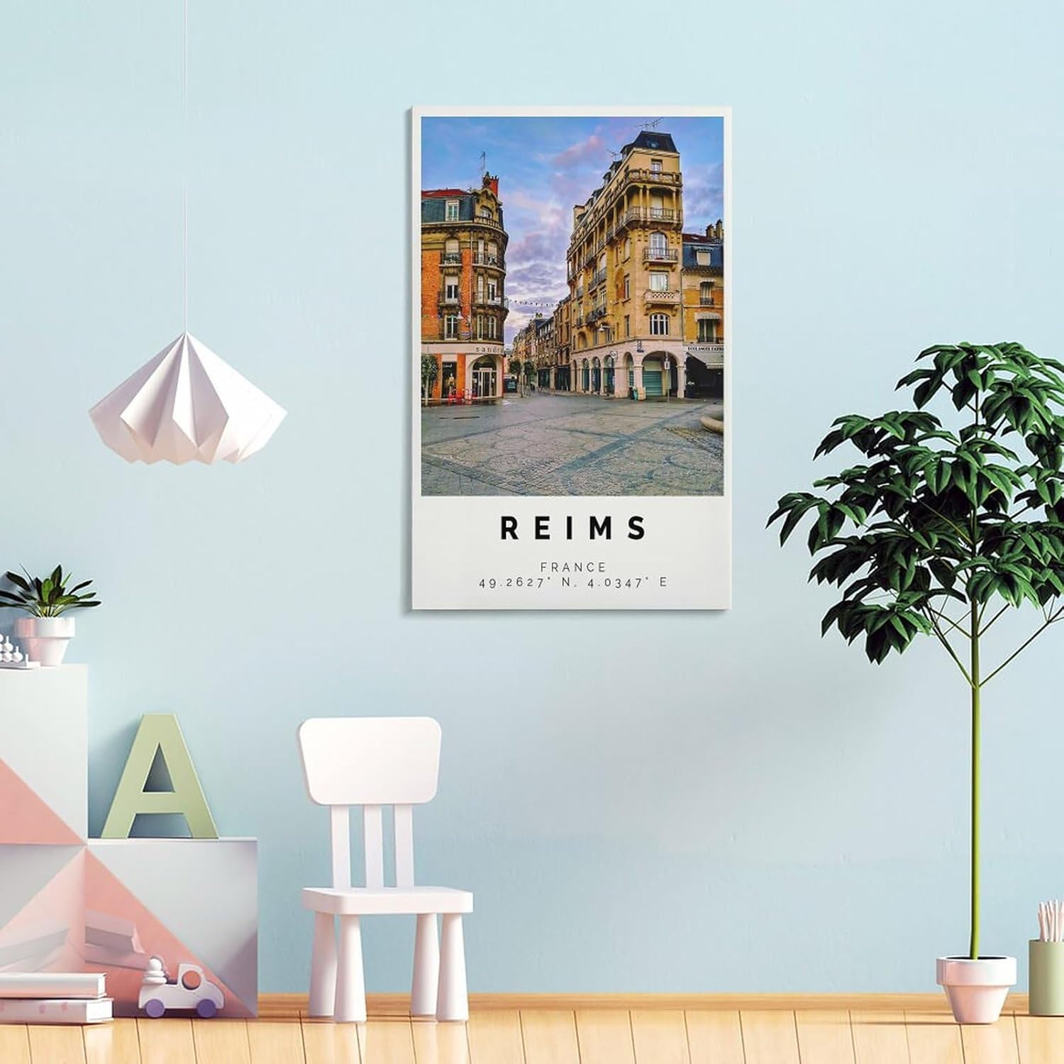 Reims Poster Bunter Druck, Reims Wandkunst, Reims Foto Dekor, Reims Geschenk Reisedruck, Poster for Room Aesthetics Canvas Wall Art Poster And Print