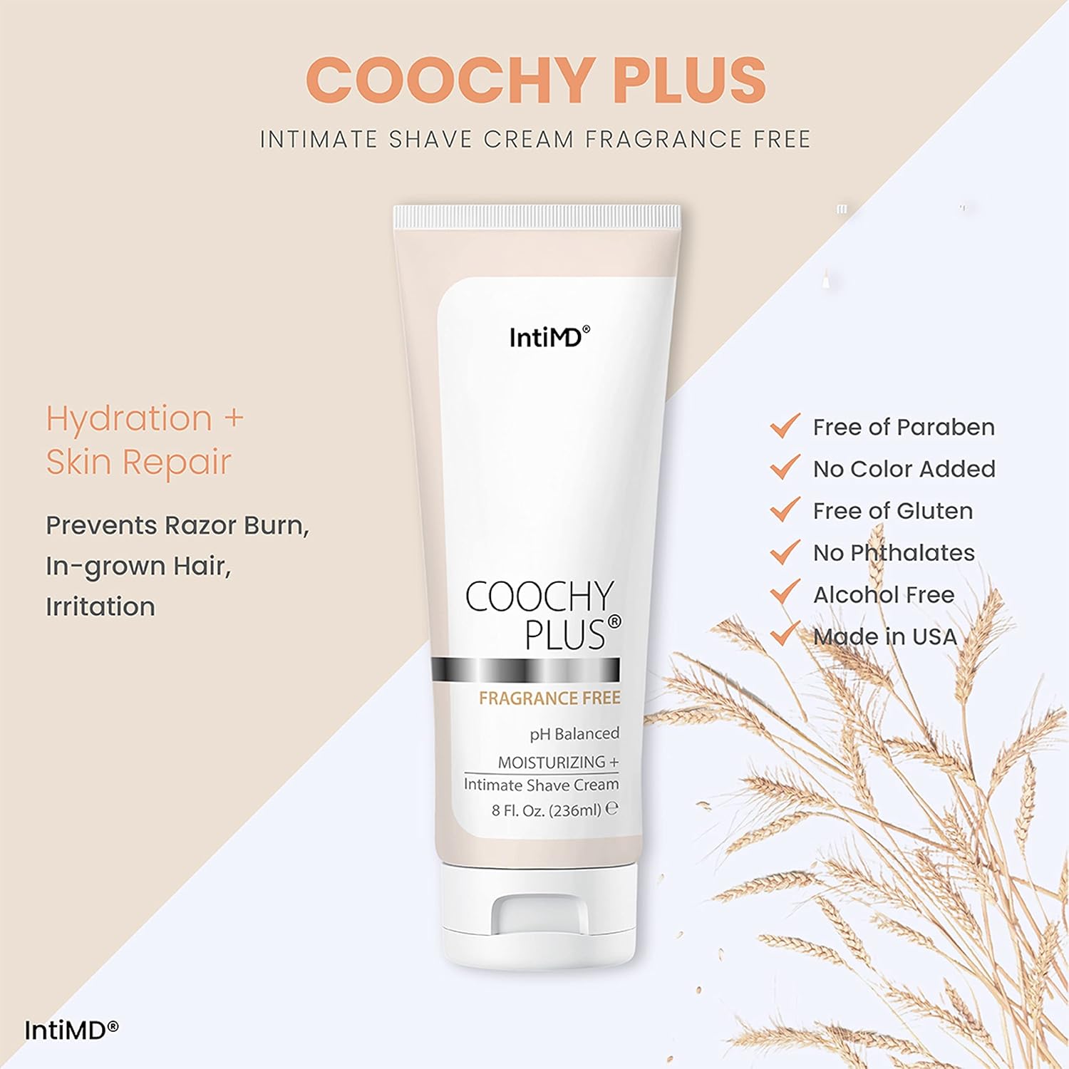 IntiMD Coochy Plus HydroLock Hidratante + Kit de 3 Pasos para Afeitado Íntimo Set de Regalo Nouria Pre-Shave Elixir Oil + Coochy Plus Crema de