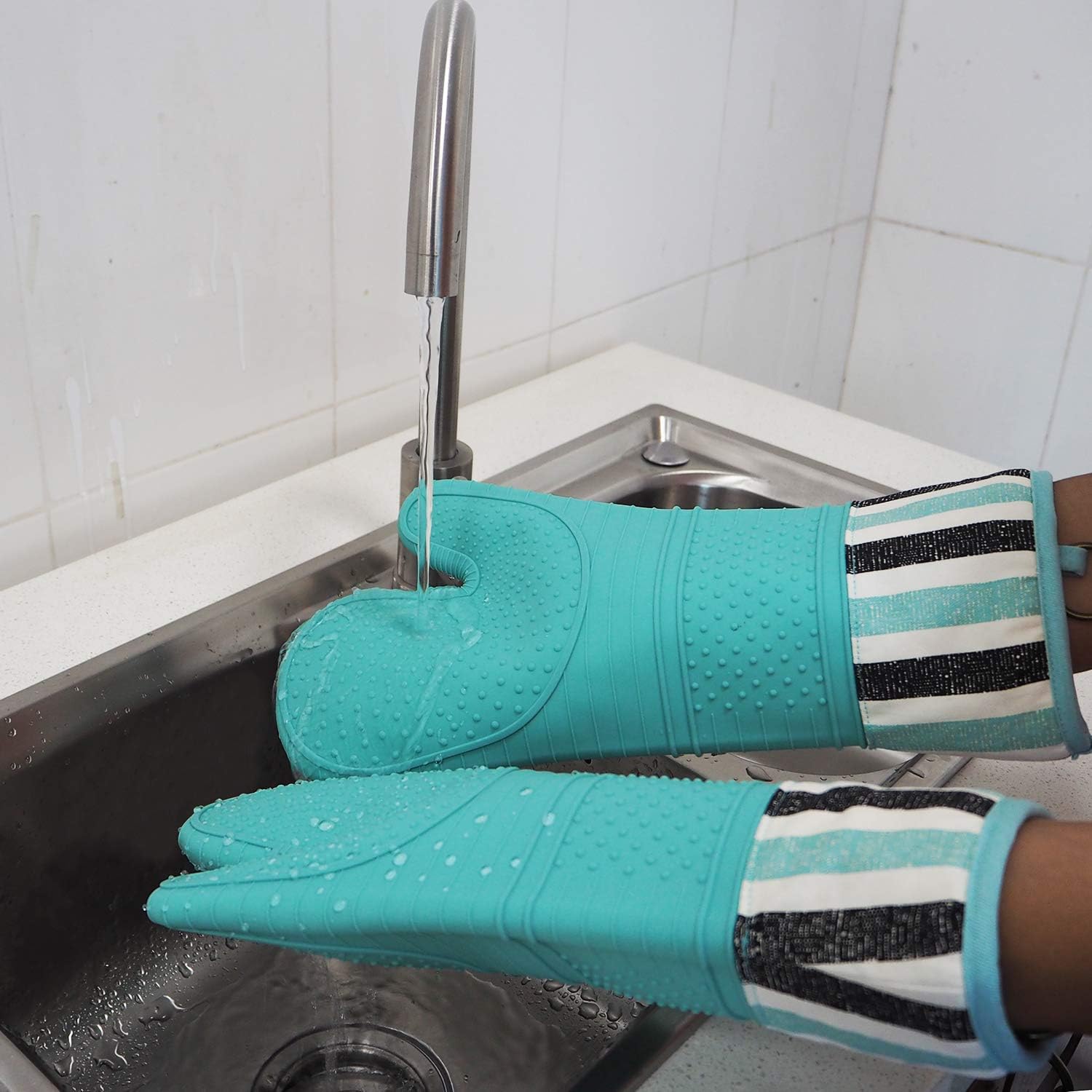 RED LMLDETA – Guantes de horno resistentes al calor de 550 grados, guantes de silicona para horno, 1 par, guantes de horno profesionales extra