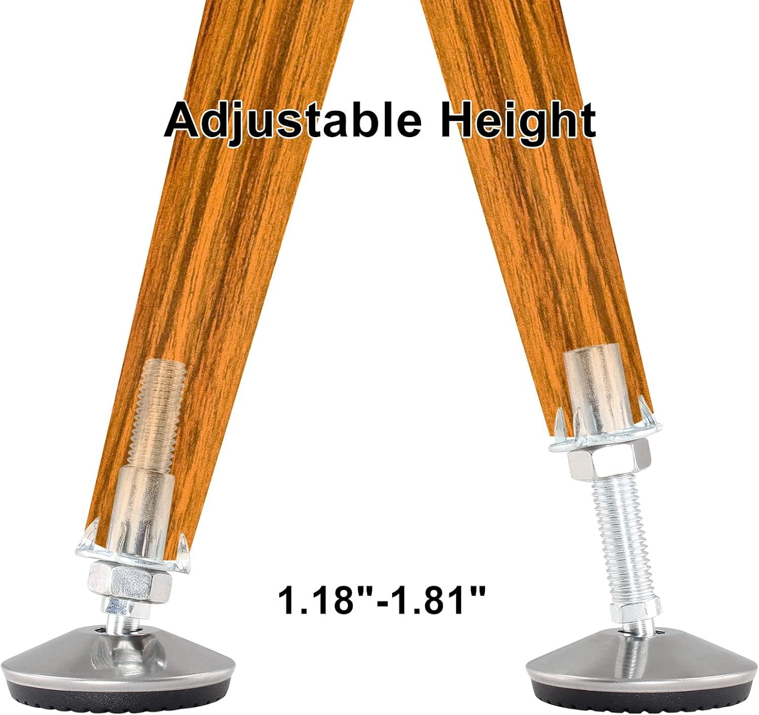 Juego de 4 pies niveladores giratorios ajustables, ajustadores de altura resistentes, pies niveladores de muebles para silla de mesa de gabinete,