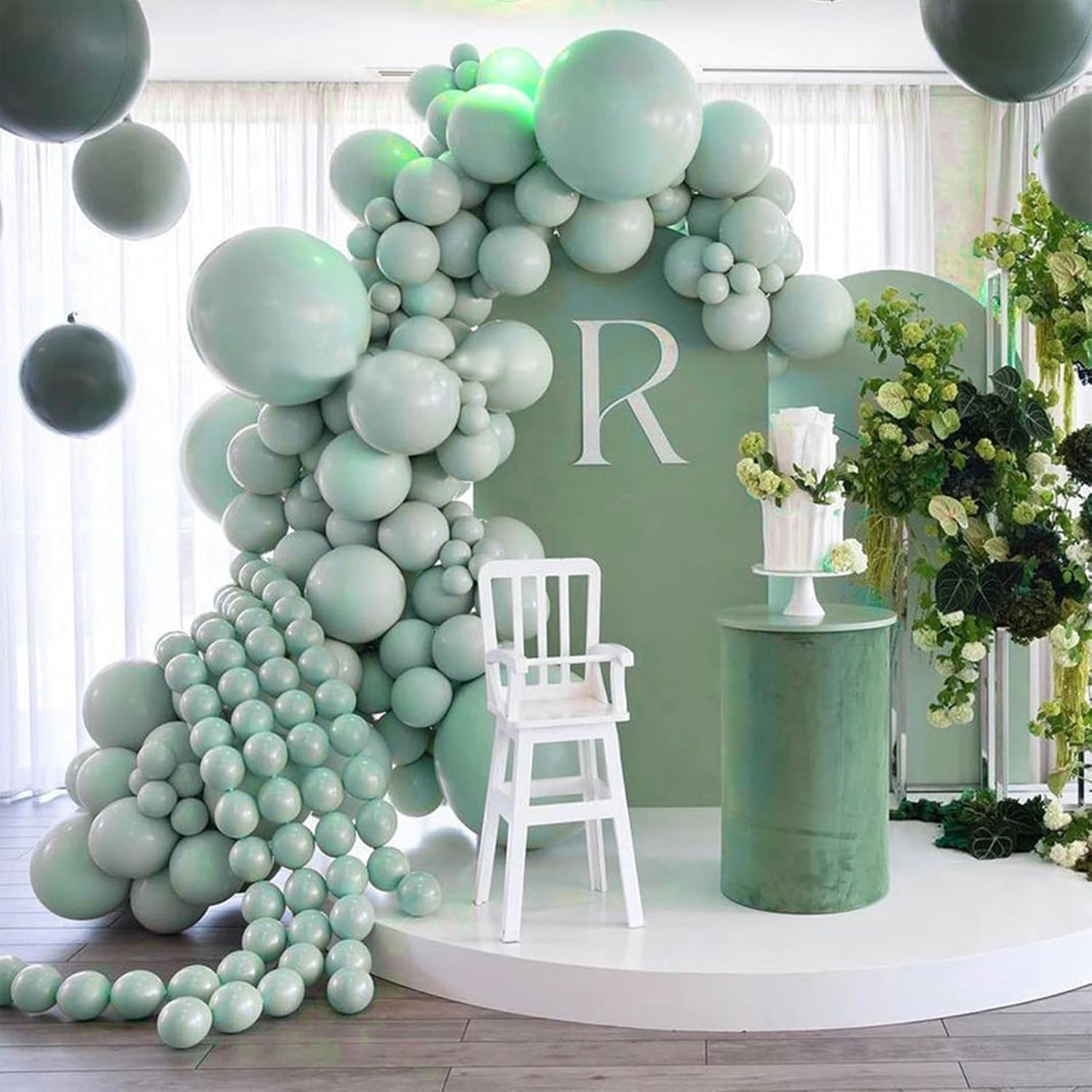 Globos verde salvia de doble relleno, 50 globos de fiesta verde pastel aguacate, globos de látex verde oliva, globos de helio, globos de helio,
