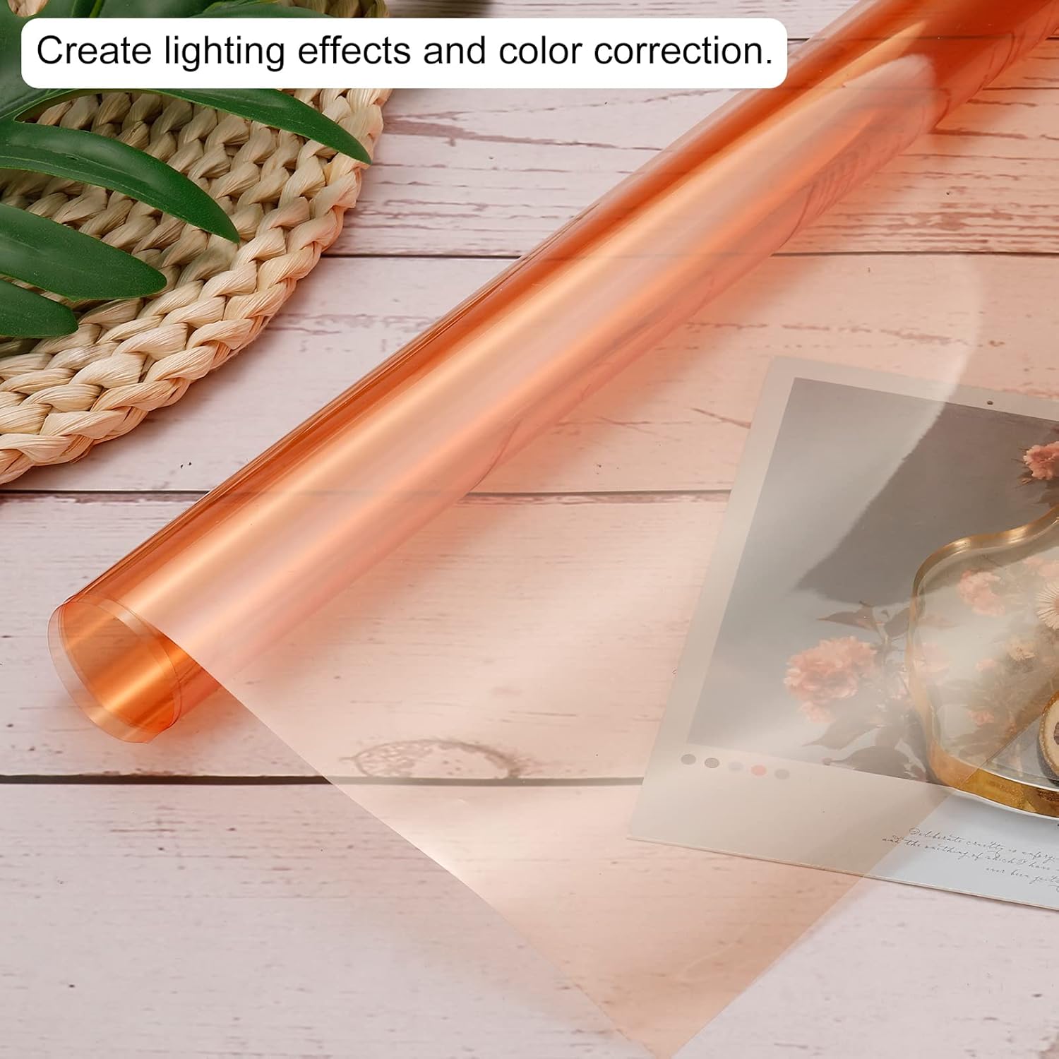 MECCANIXITY Filtro de gel de iluminación de 15.7 x 19.7 pulgadas, color naranja 85C, hoja de corrección de color para estudio fotográfico, luz de