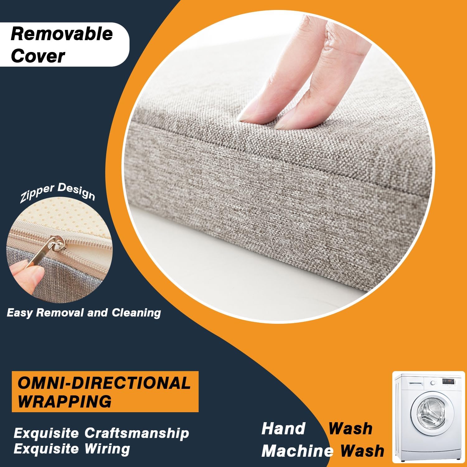 RQPCSC Custom Bench Cushions,Bench Cushion for Indoor Furniture,Outdoor Waterproof Patio Chair Pads,75D High Density Sponge Window Seat Cushions,6