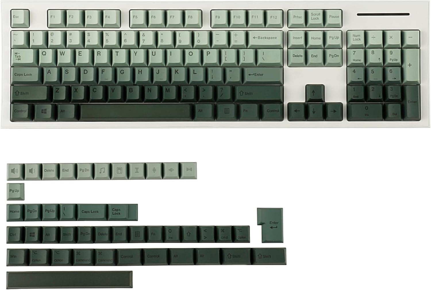 Teclas de gradiente PBT de 0.067 in de grosor, color cerezo, tinte Sub Mac, teclado para teclado ANSI ISO 104 TKL GK61 96 75 GMMK NCR80 Mx