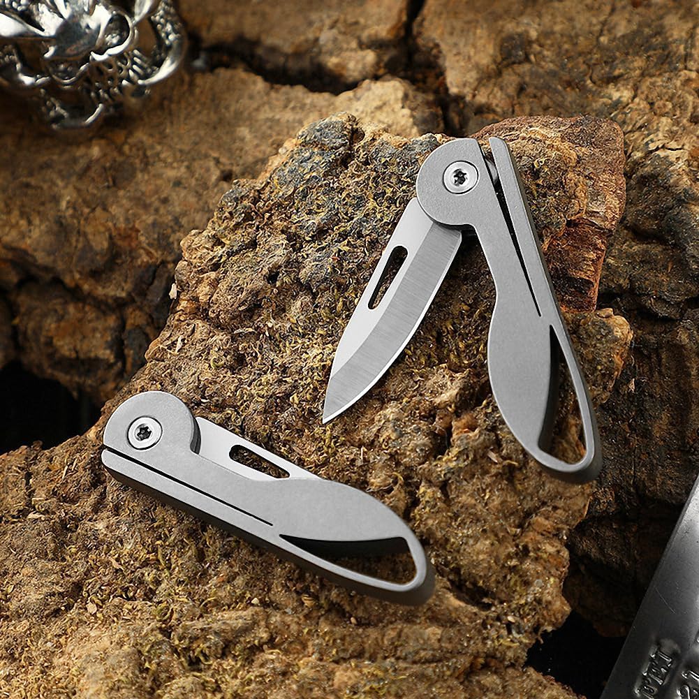 Mini cuchillo de llavero, mini cuchillo plegable de bolsillo con bloqueo de forro, regalos para mujeres y hombres, perfecto para camping, pesca,
