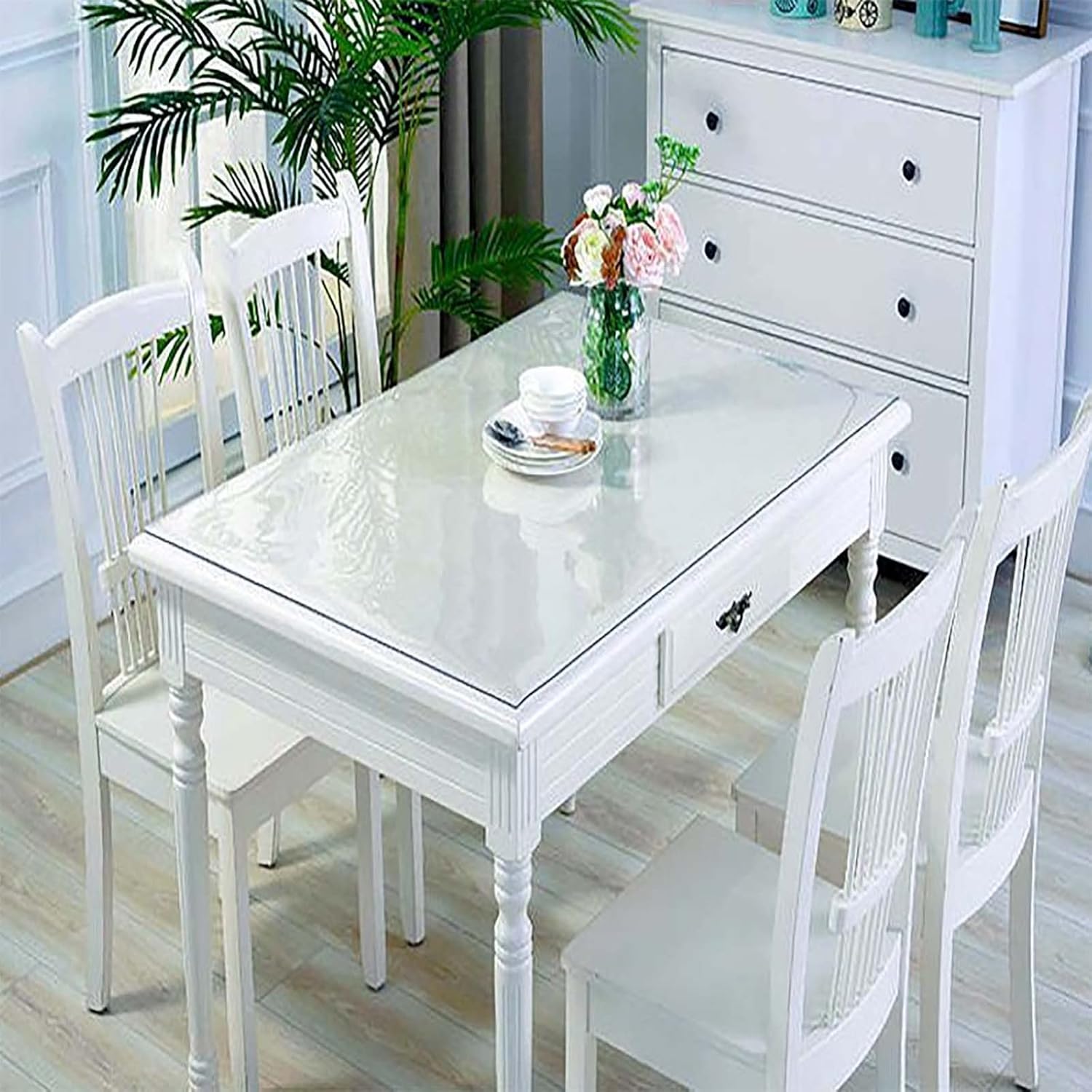Protector de mantel de plástico transparente, almohadilla impermeable para escritorio de oficina, tapete de protección de mesa de comedor de café