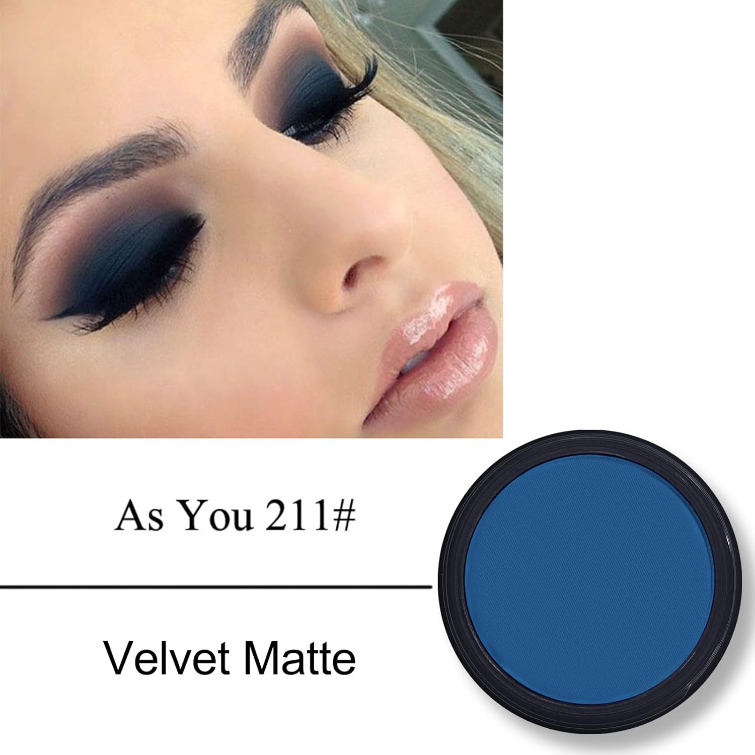 Erinde Paleta de sombra de ojos mate azul oscuro, polvo de sombra de ojos de alta pigmentación, larga duración, ultra mezclable, color intenso