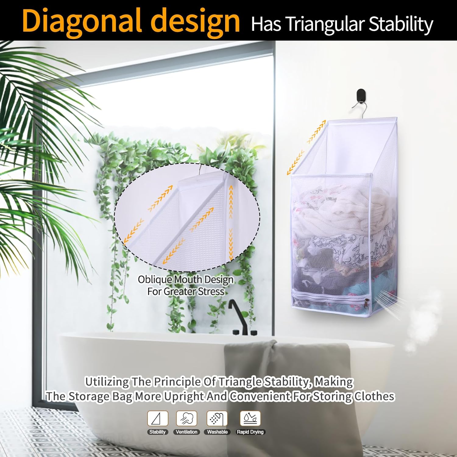 Bolsas de lavandería plegables de malla transpirable para colgar, secado rápido, portátil, ahorro de espacio, cesta de lavandería para dormitorio,