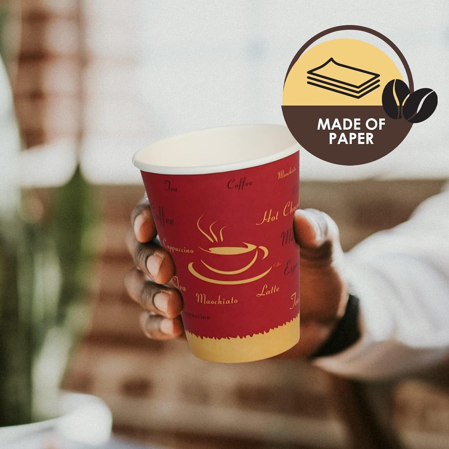 PAMI Vasos de papel para café caliente caja de 1000 12 onzas, tazas de café desechables para llevar para bebidas calientes, vasos de papel de un